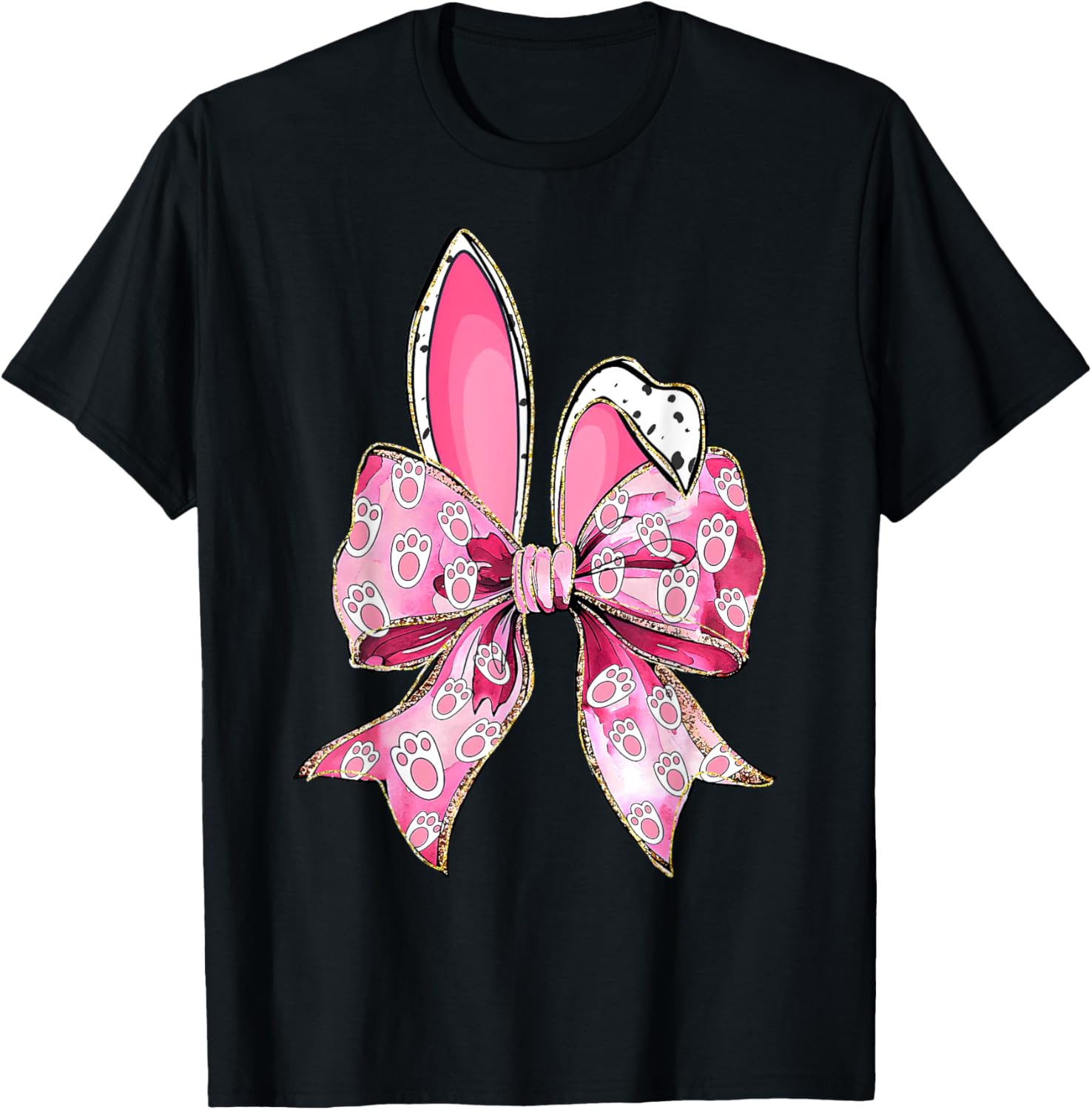 Happy Easter Bunny Coquette Bow Ears Girls Teen Women T-Shirt