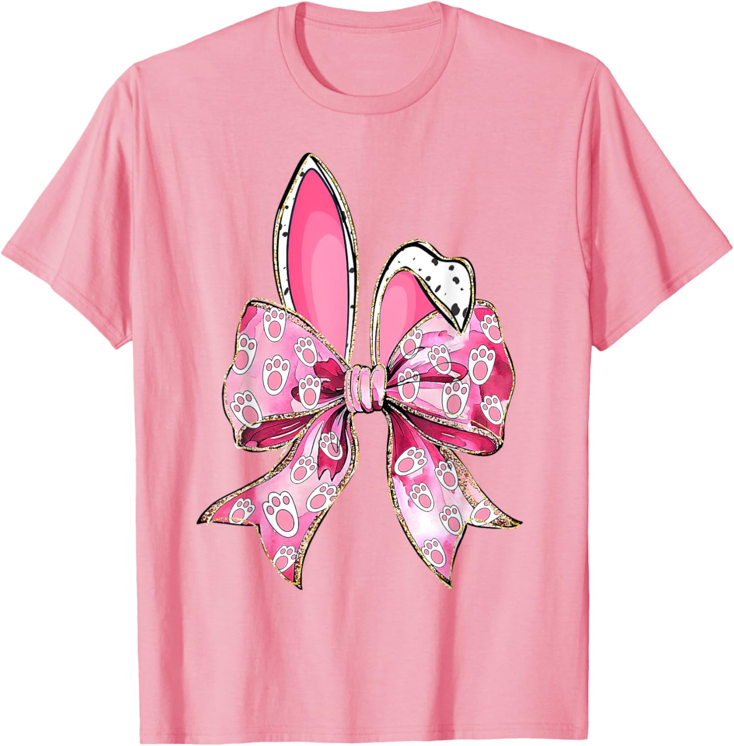 Happy Easter Bunny Coquette Bow Ears Girls Teen Women T-Shirt