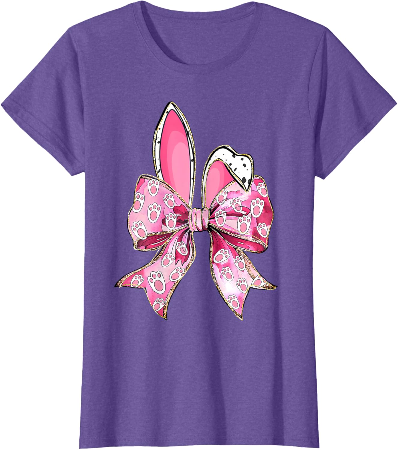 Happy Easter Bunny Coquette Bow Ears Girls Teen Women T-Shirt