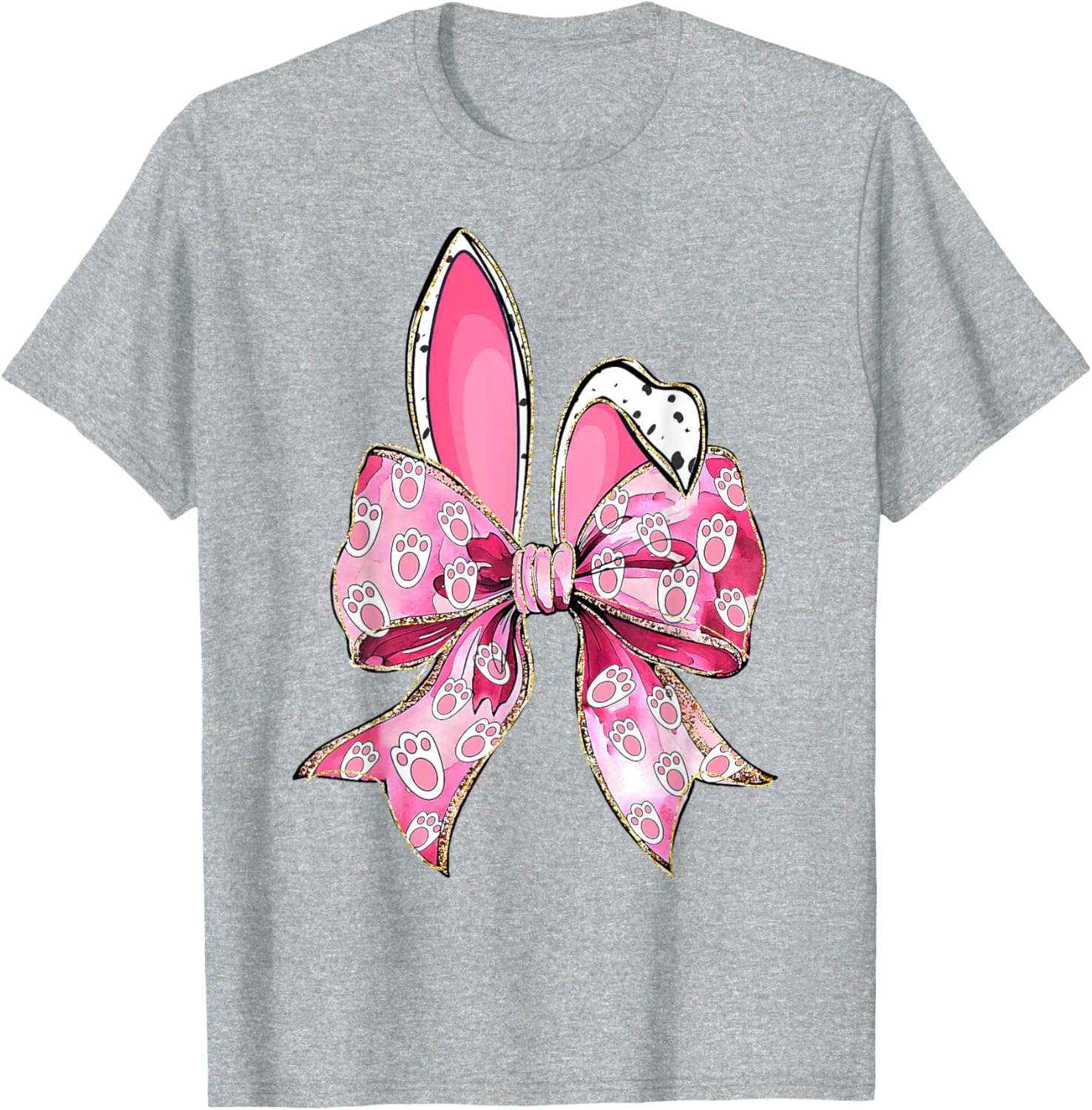 Happy Easter Bunny Coquette Bow Ears Girls Teen Women T-Shirt