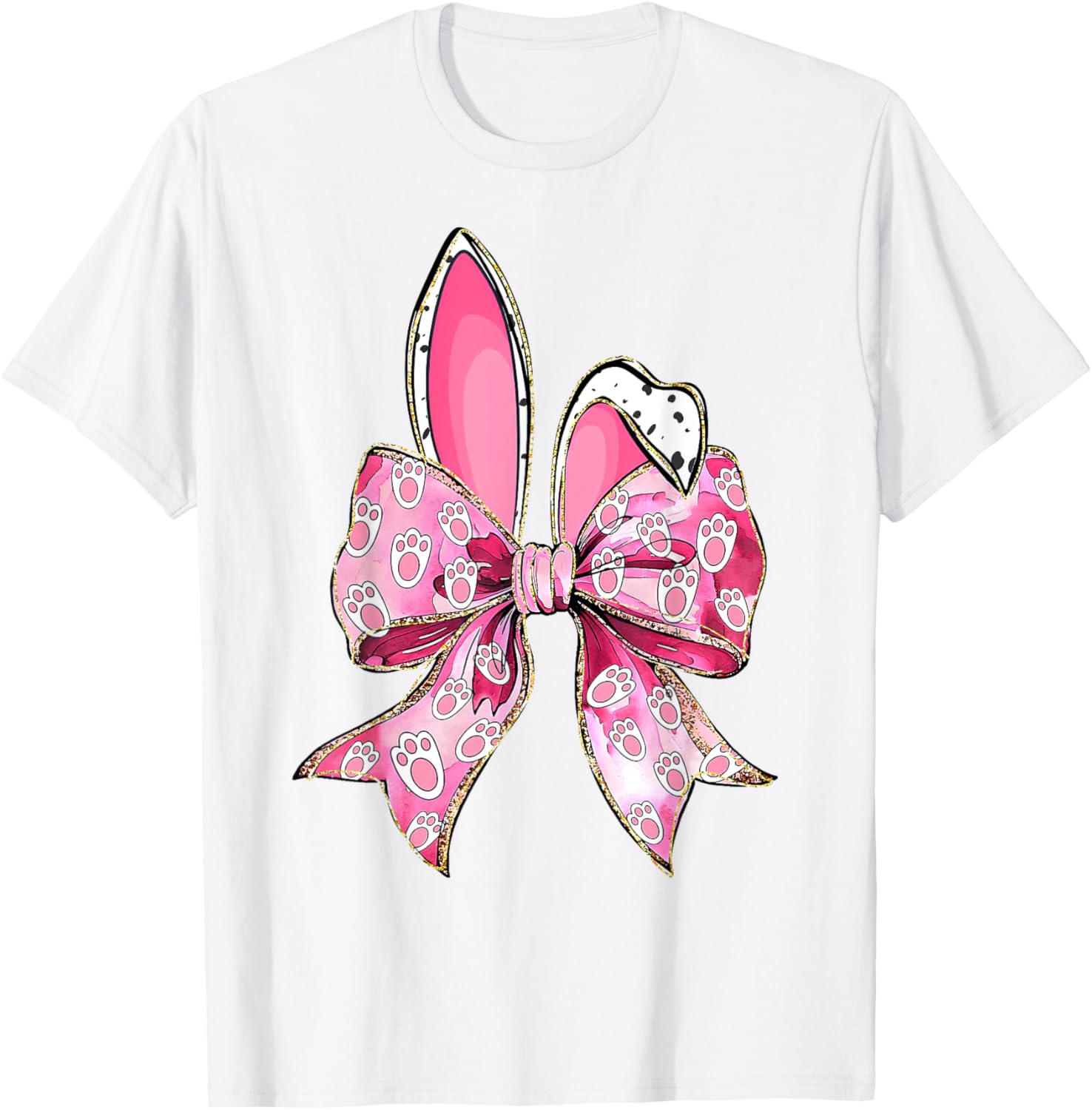 Happy Easter Bunny Coquette Bow Ears Girls Teen Women T-Shirt