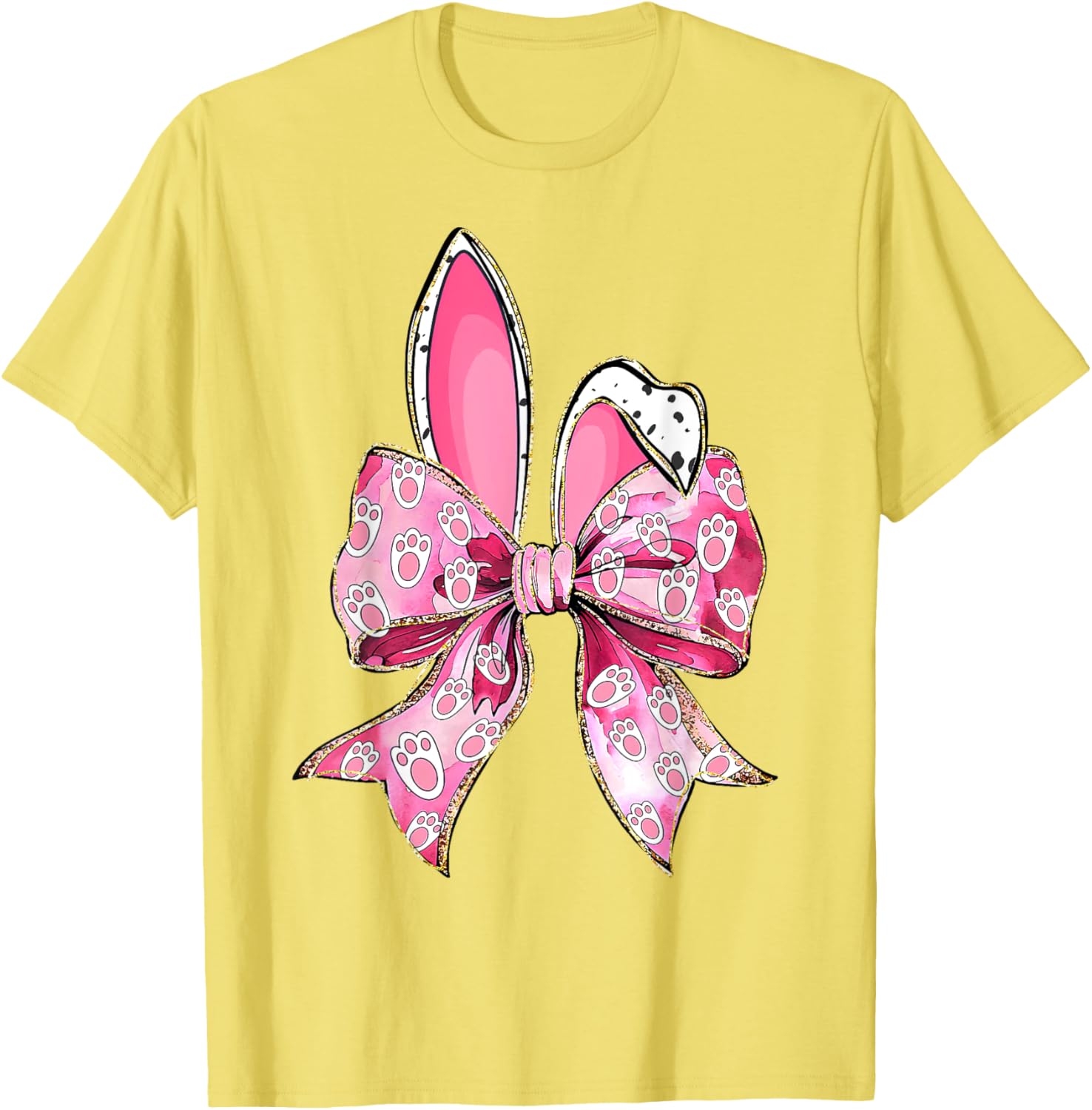 Happy Easter Bunny Coquette Bow Ears Girls Teen Women T-Shirt