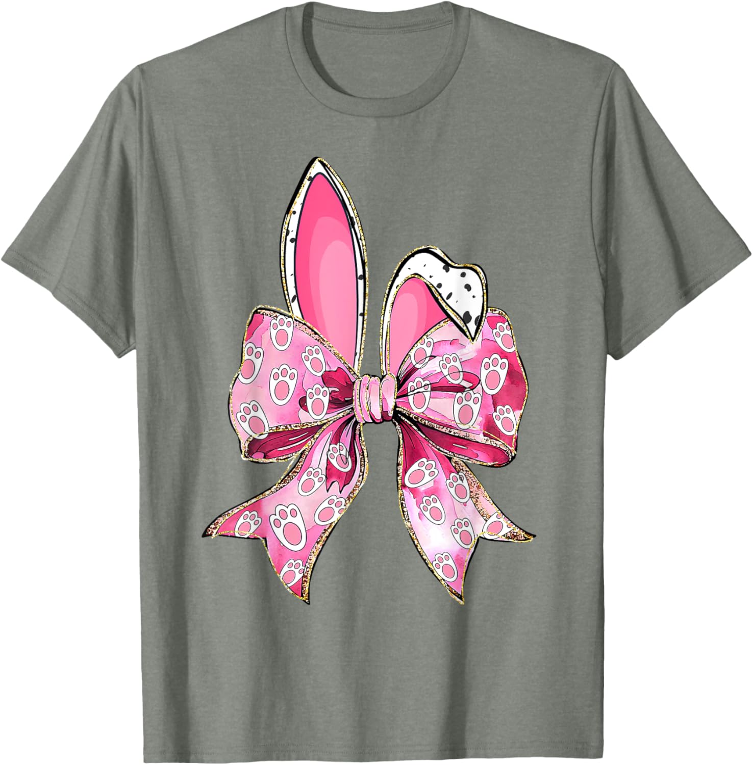 Happy Easter Bunny Coquette Bow Ears Girls Teen Women T-Shirt