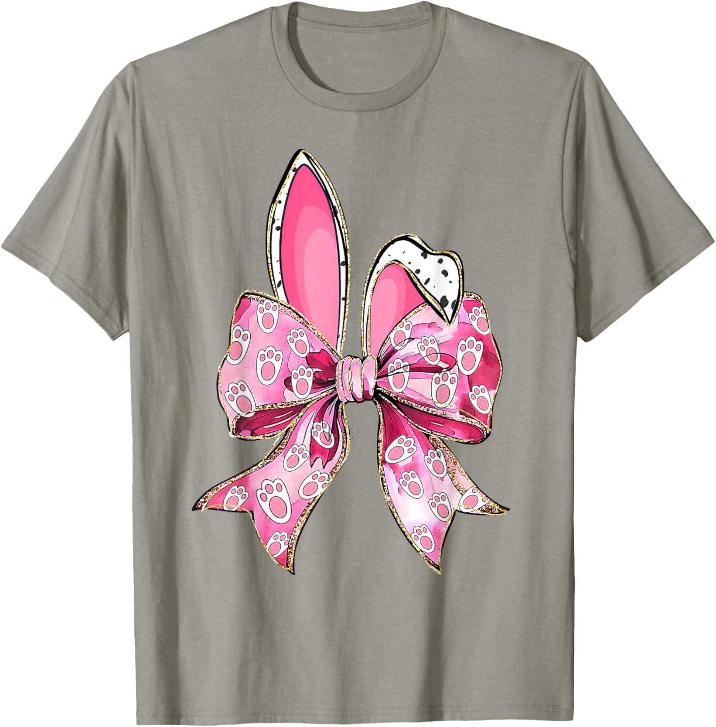 Happy Easter Bunny Coquette Bow Ears Girls Teen Women T-Shirt