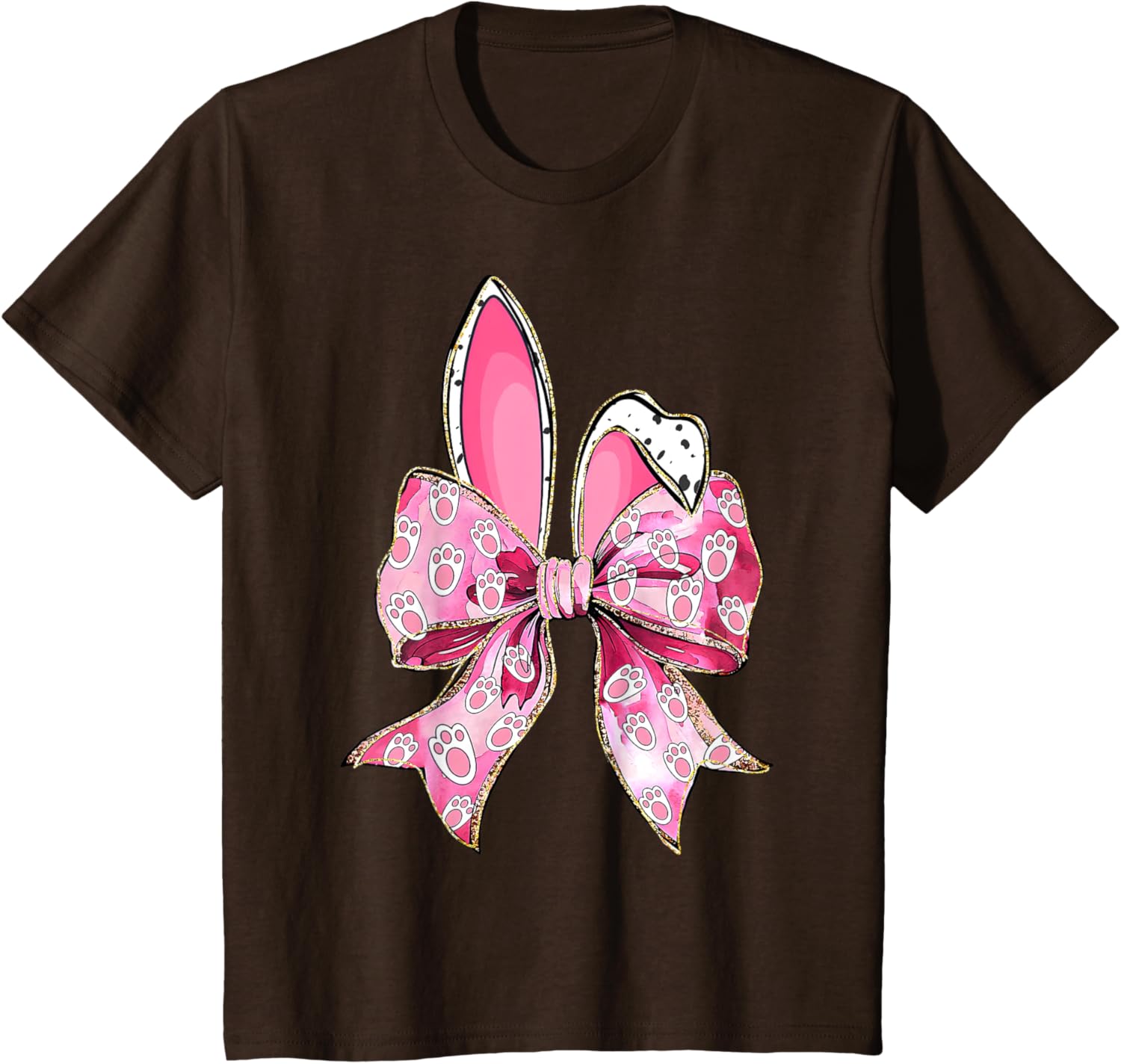 Happy Easter Bunny Coquette Bow Ears Girls Teen Women T-Shirt