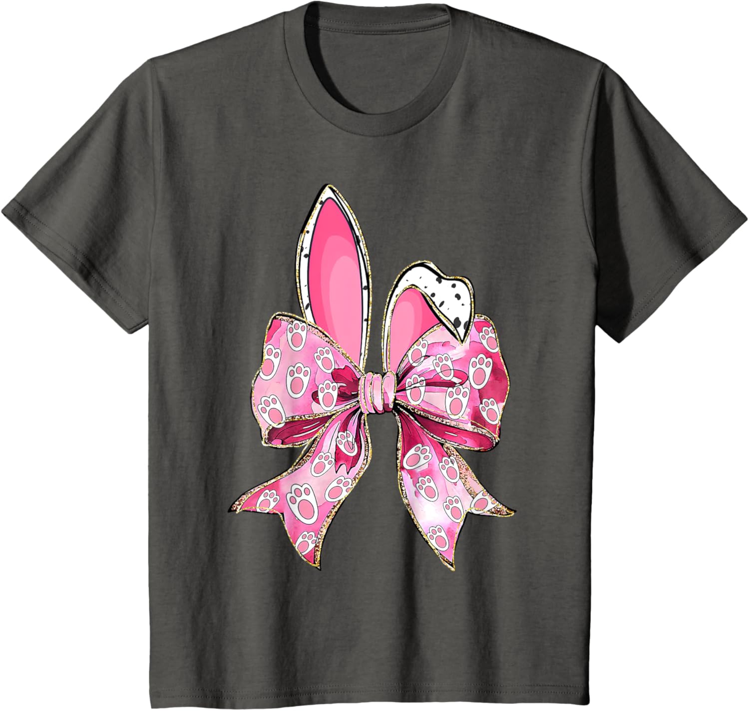 Happy Easter Bunny Coquette Bow Ears Girls Teen Women T-Shirt