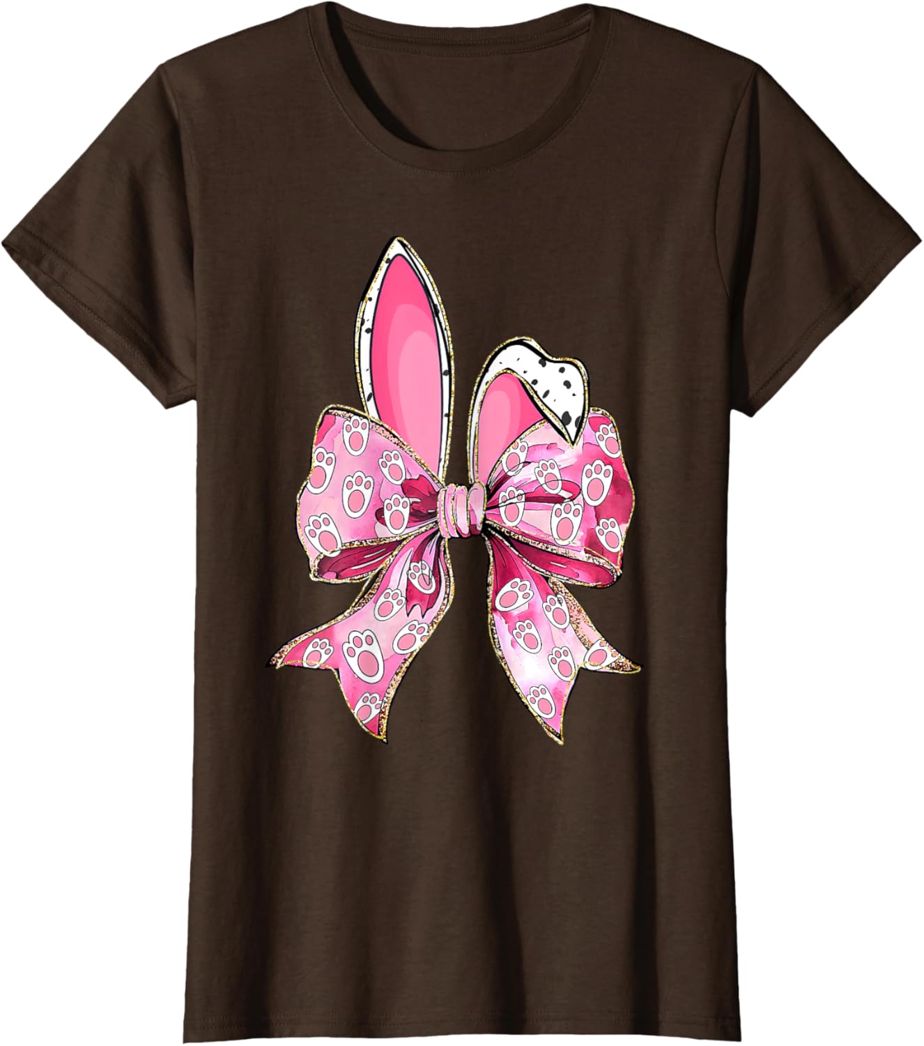 Happy Easter Bunny Coquette Bow Ears Girls Teen Women T-Shirt