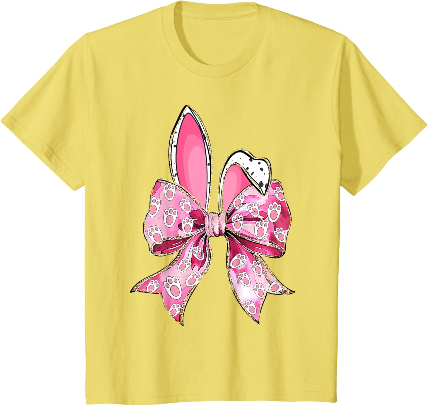 Happy Easter Bunny Coquette Bow Ears Girls Teen Women T-Shirt