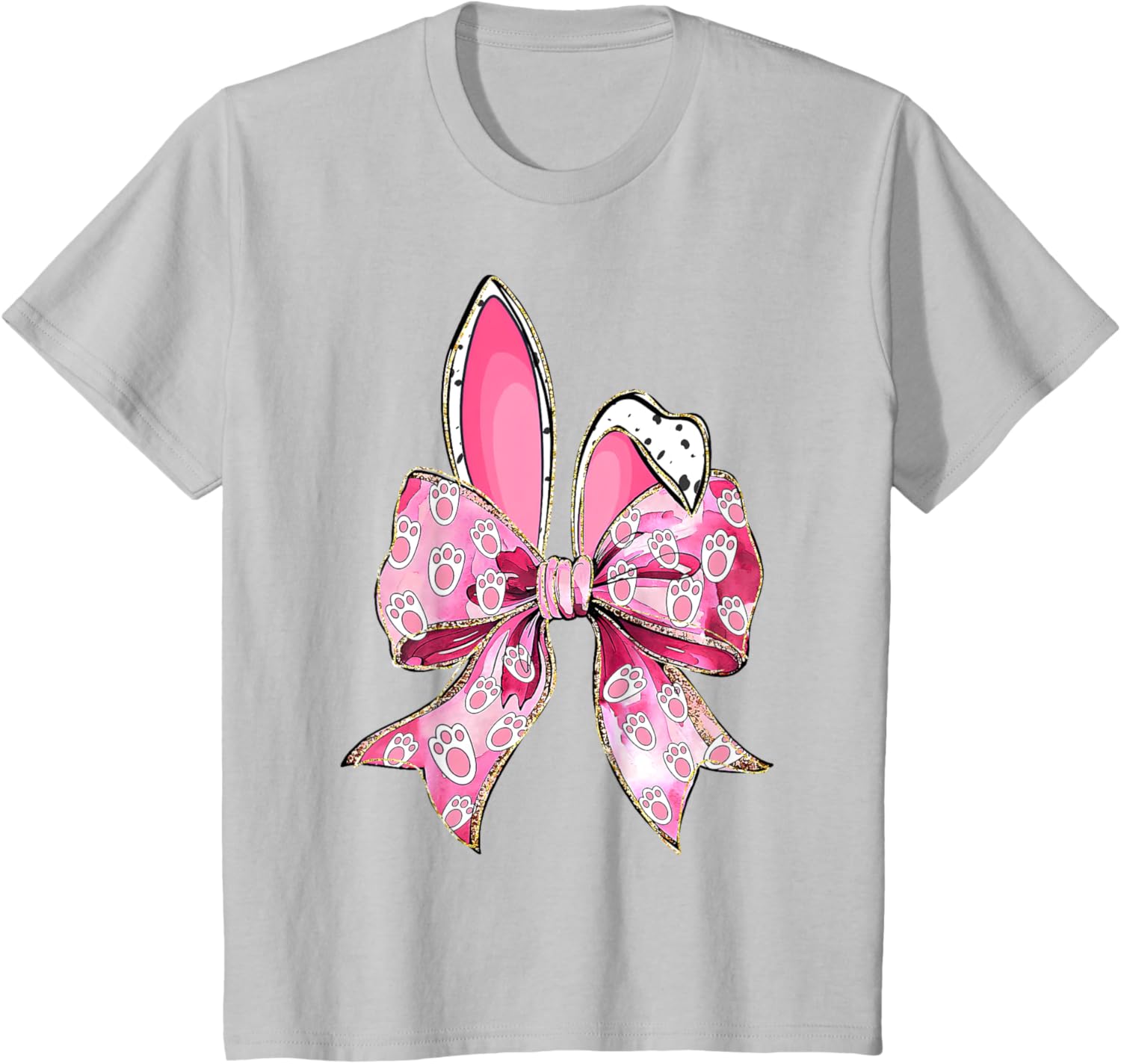 Happy Easter Bunny Coquette Bow Ears Girls Teen Women T-Shirt