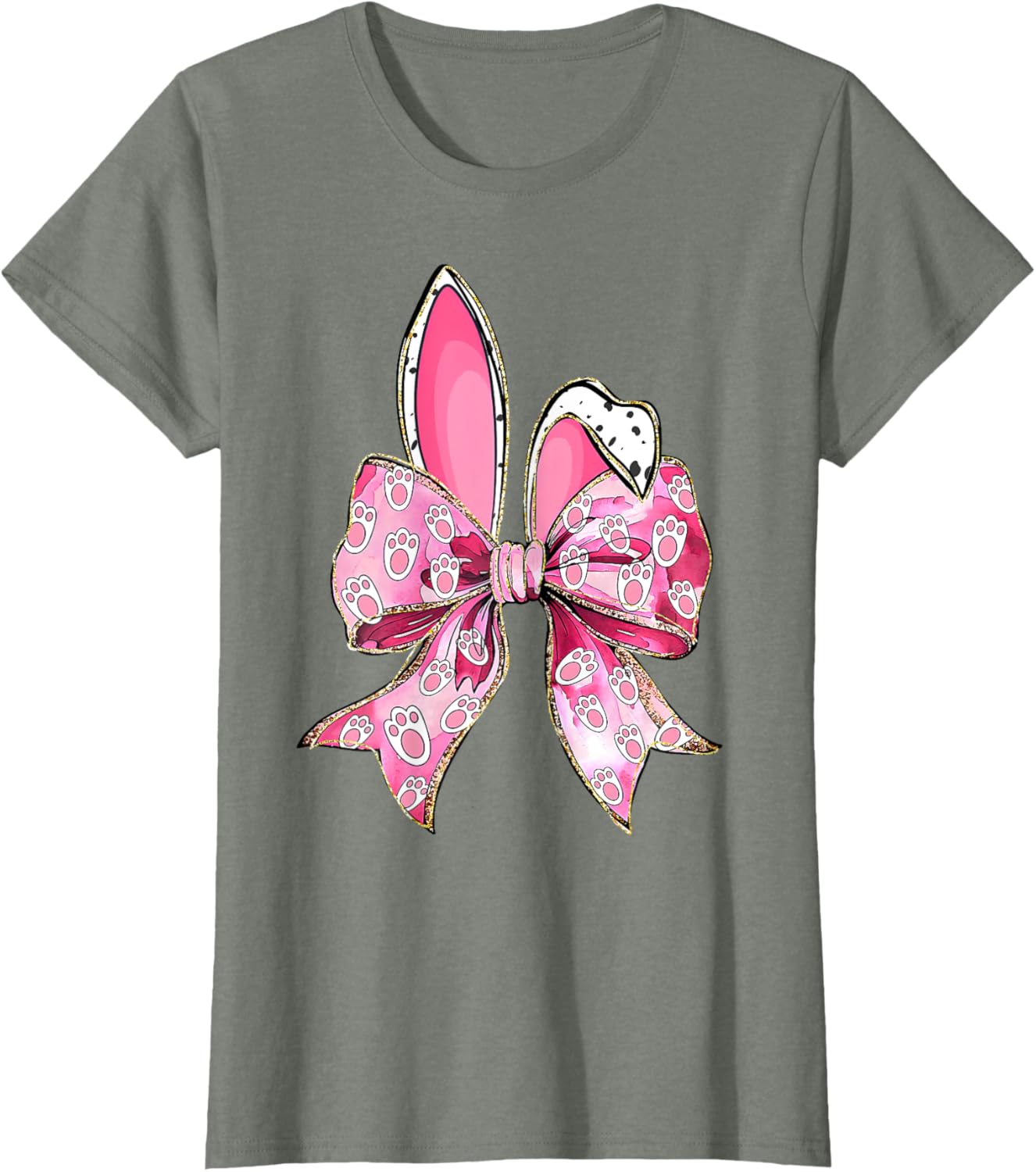 Happy Easter Bunny Coquette Bow Ears Girls Teen Women T-Shirt