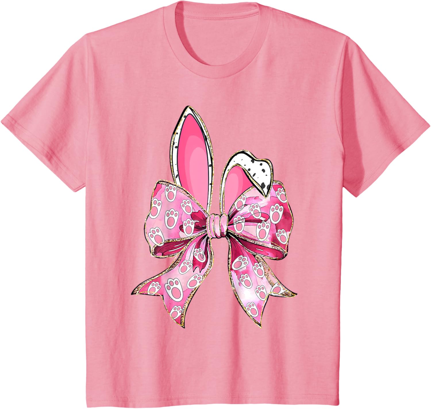 Happy Easter Bunny Coquette Bow Ears Girls Teen Women T-Shirt