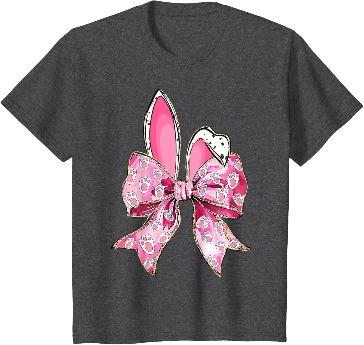 Happy Easter Bunny Coquette Bow Ears Girls Teen Women T-Shirt