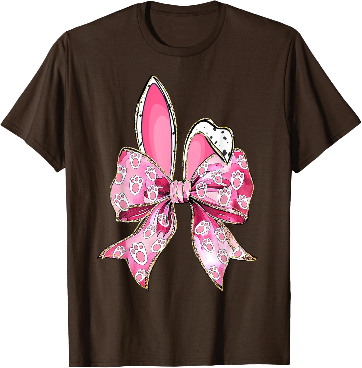 Happy Easter Bunny Coquette Bow Ears Girls Teen Women T-Shirt