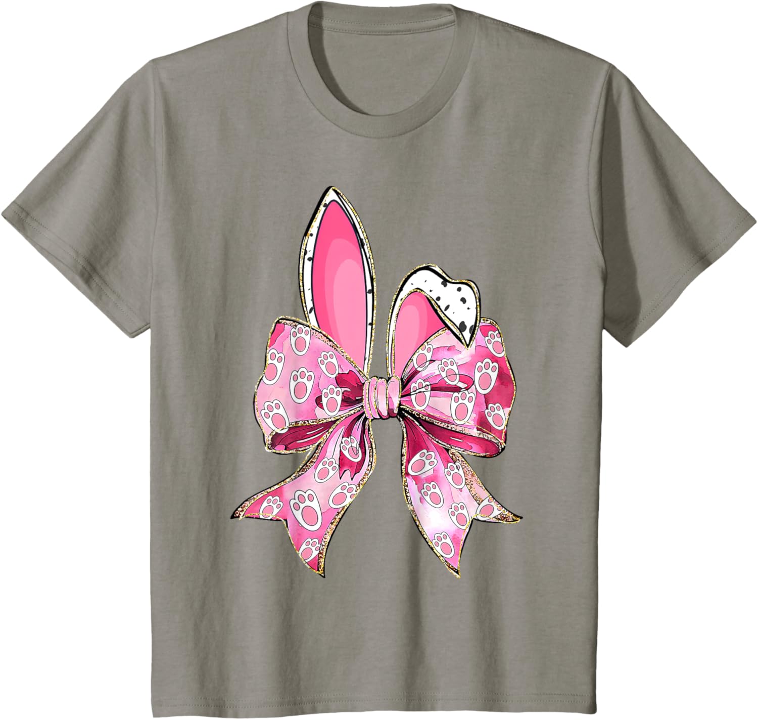 Happy Easter Bunny Coquette Bow Ears Girls Teen Women T-Shirt