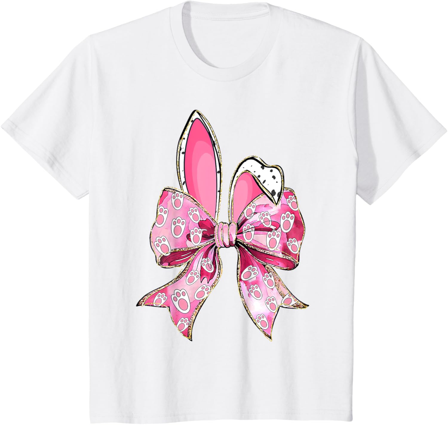 Happy Easter Bunny Coquette Bow Ears Girls Teen Women T-Shirt