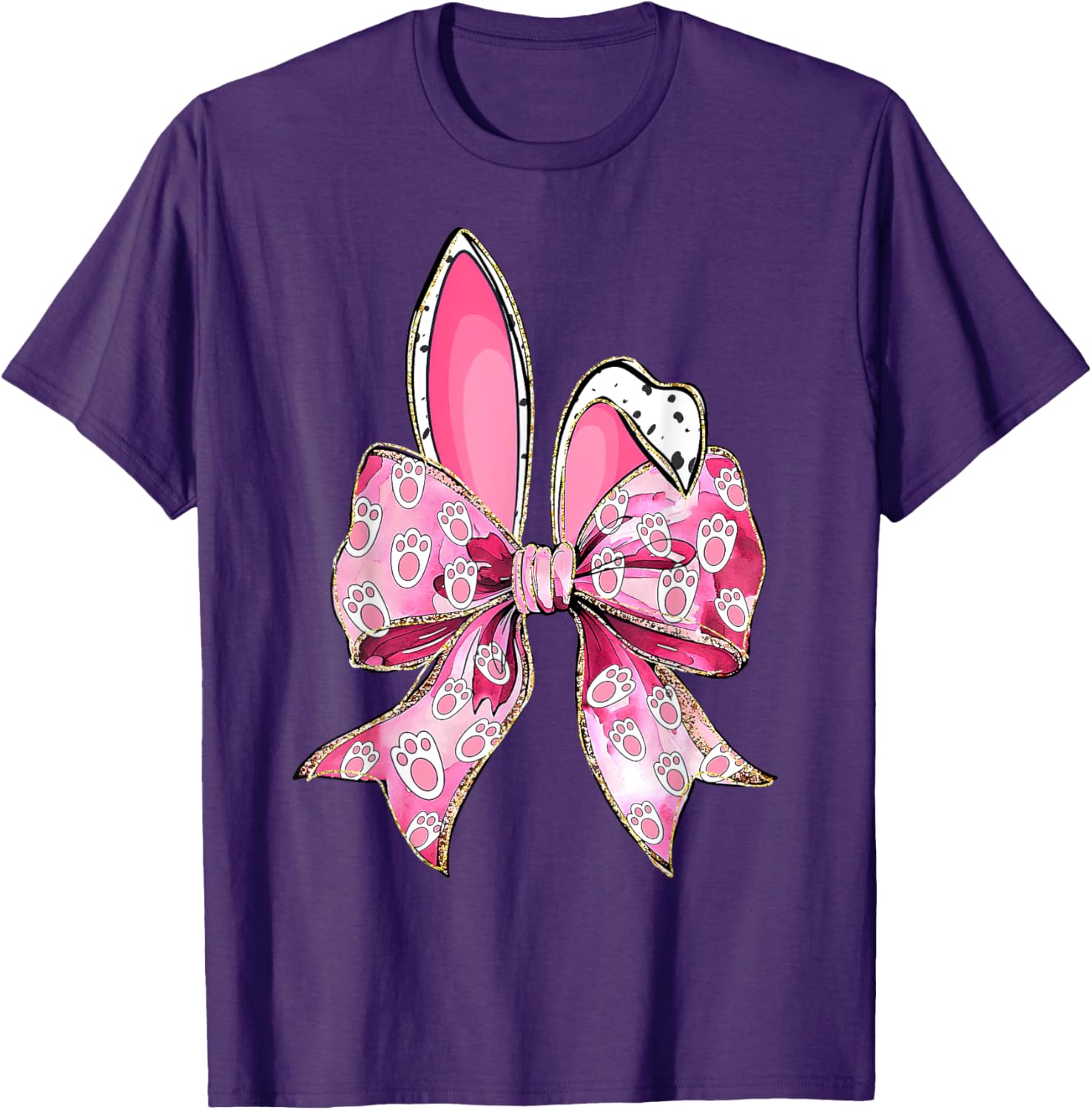 Happy Easter Bunny Coquette Bow Ears Girls Teen Women T-Shirt