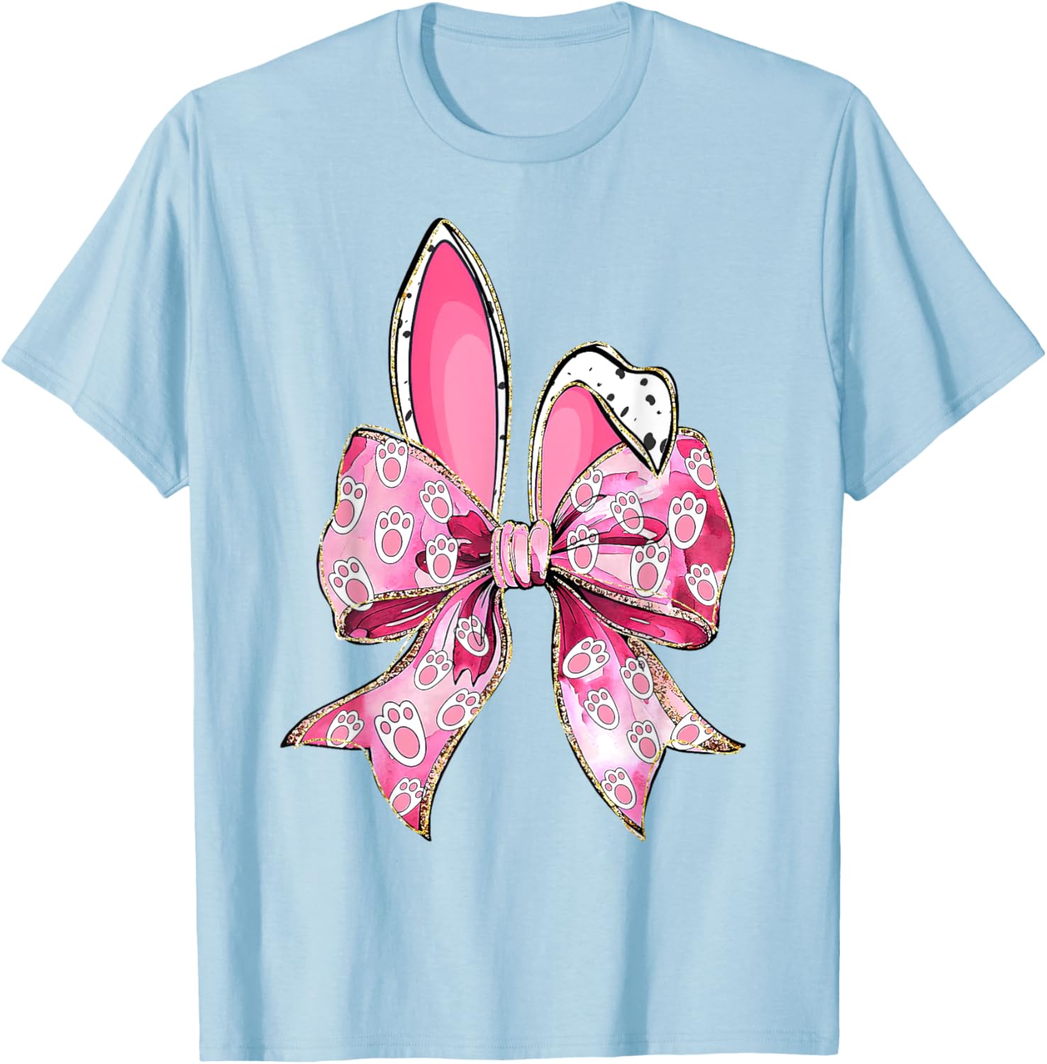 Happy Easter Bunny Coquette Bow Ears Girls Teen Women T-Shirt