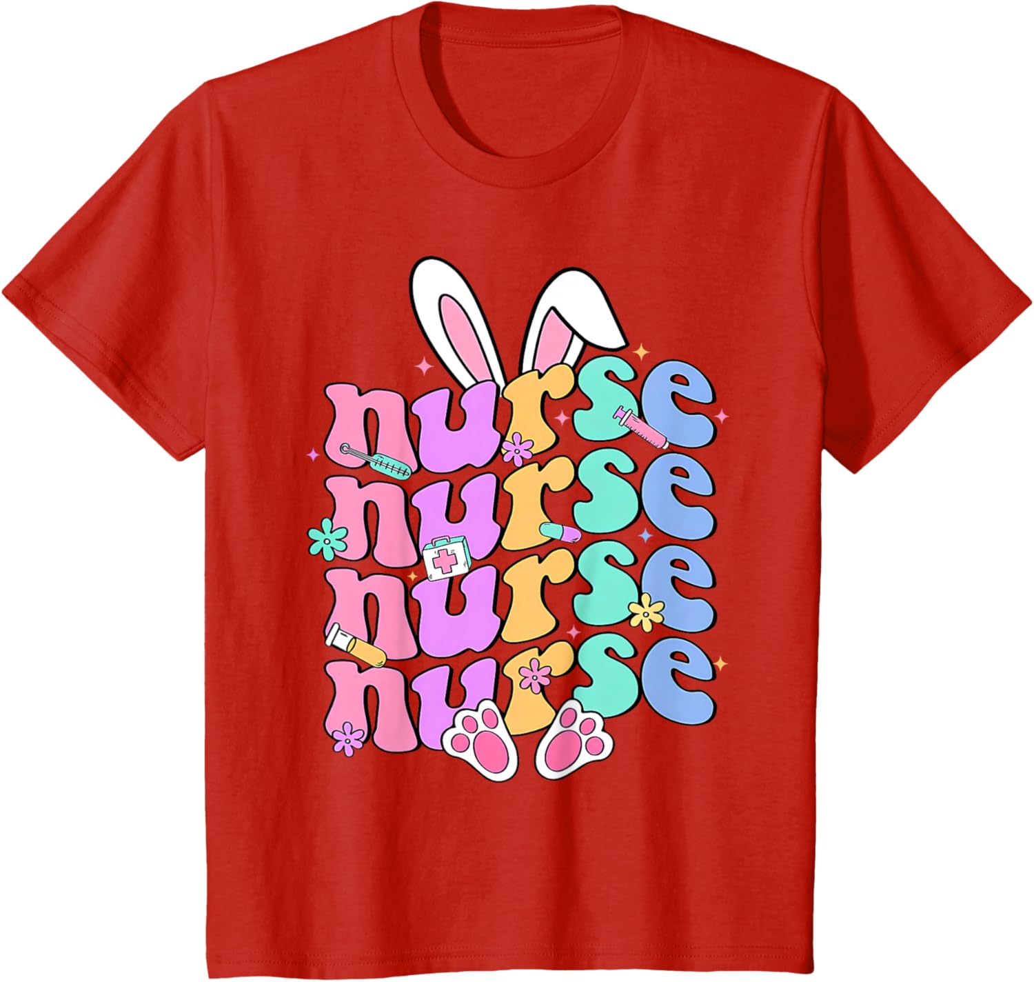 Happy Easter Bunny Ears Nurse Nursing Easter Day Girl Women T-Shirt