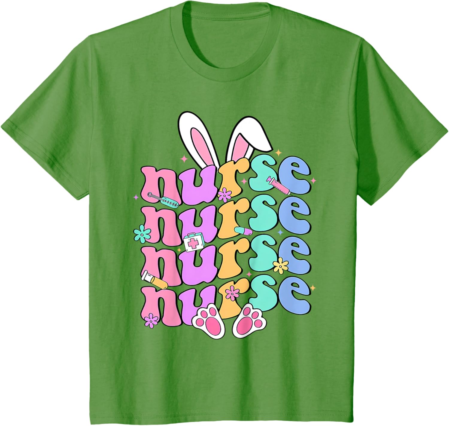 Happy Easter Bunny Ears Nurse Nursing Easter Day Girl Women T-Shirt