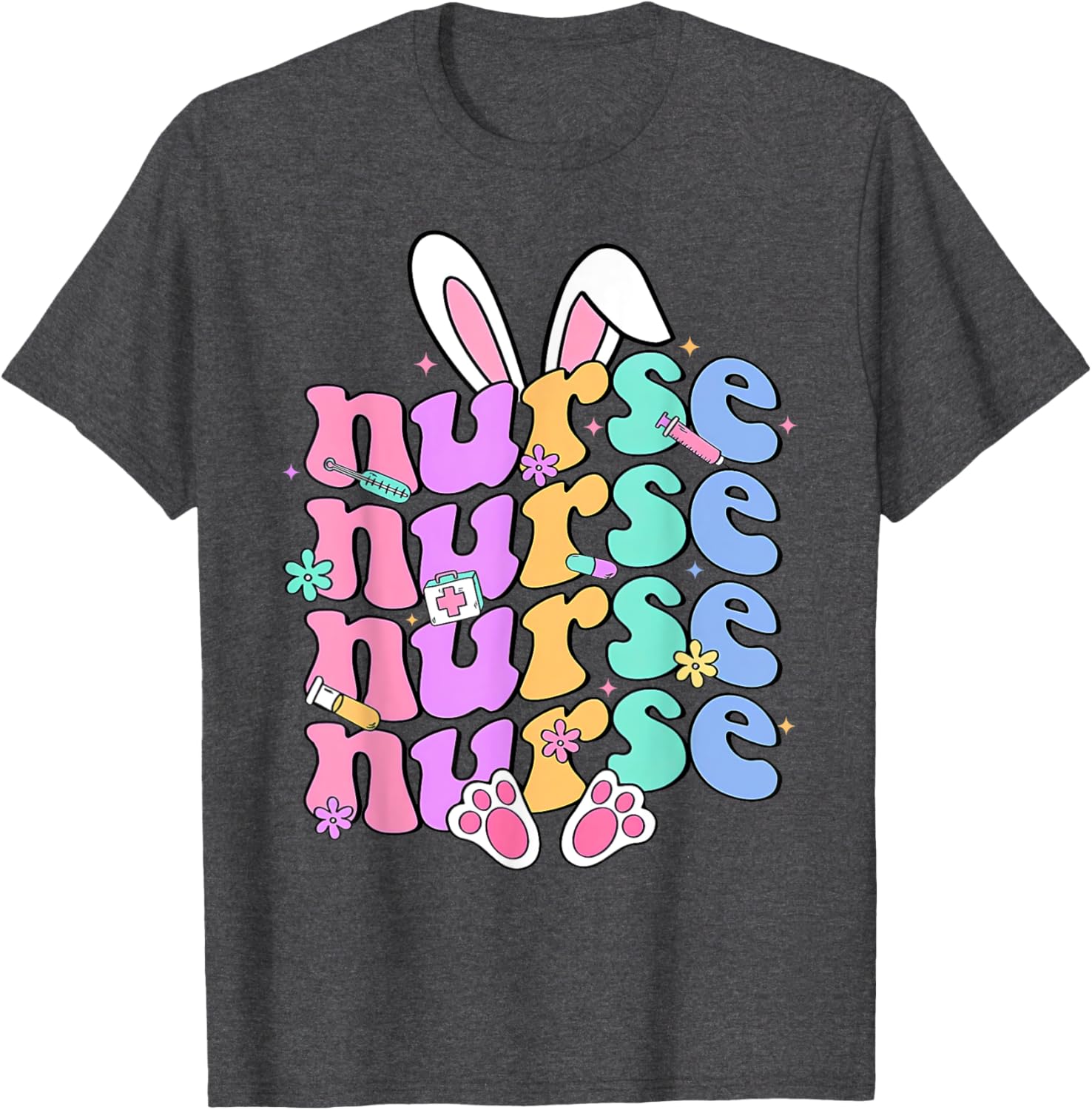 Happy Easter Bunny Ears Nurse Nursing Easter Day Girl Women T-Shirt