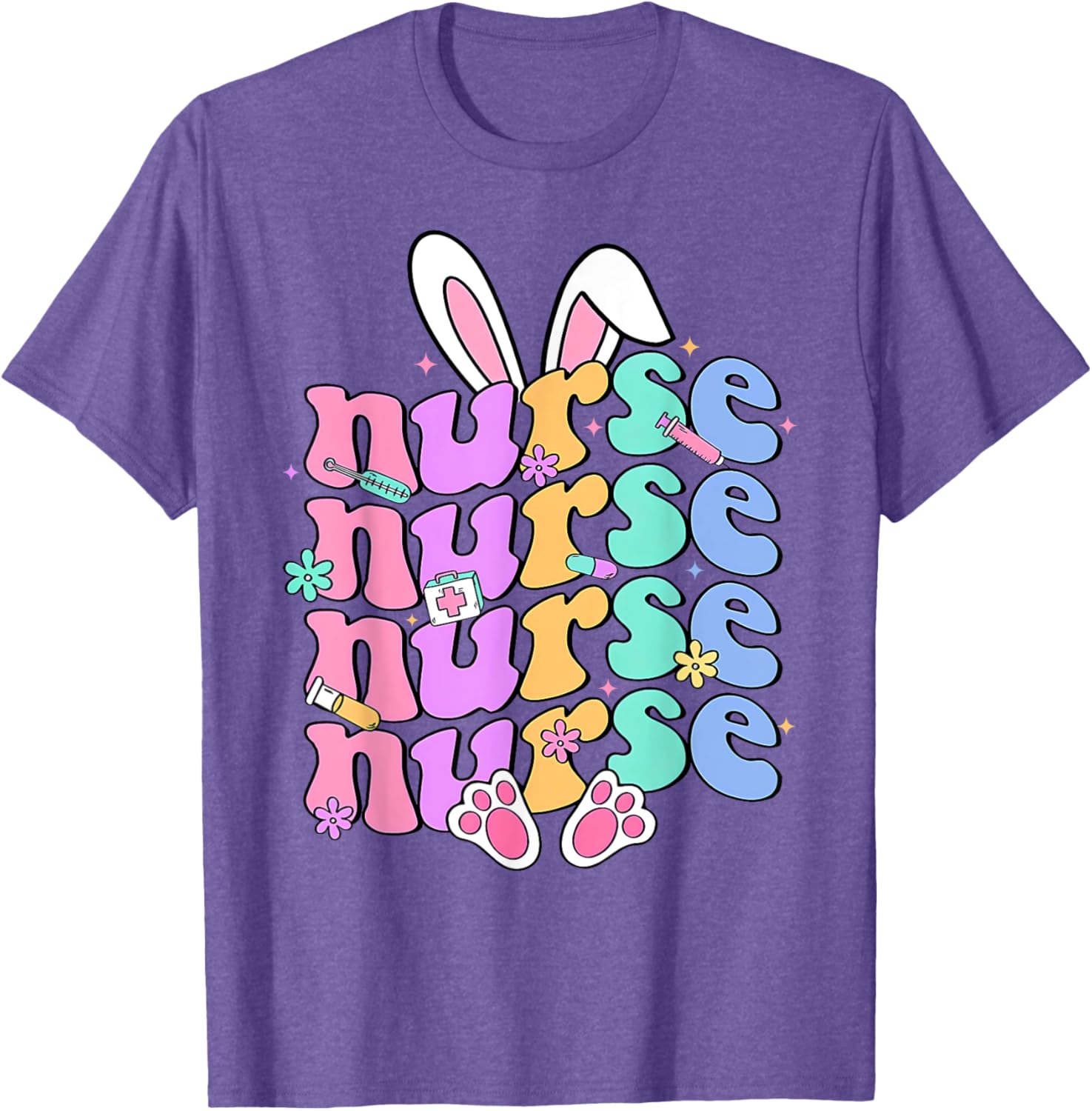 Happy Easter Bunny Ears Nurse Nursing Easter Day Girl Women T-Shirt