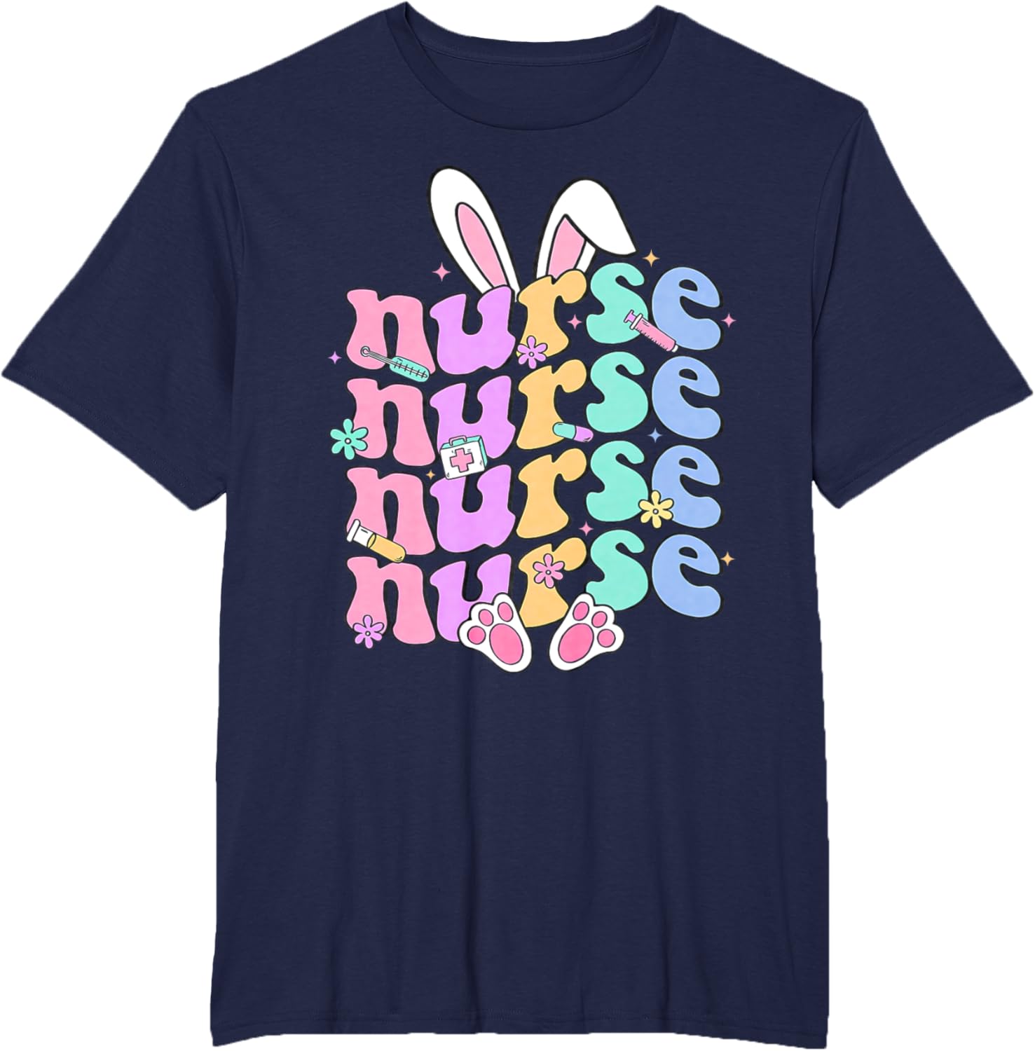 Happy Easter Bunny Ears Nurse Nursing Easter Day Girl Women T-Shirt