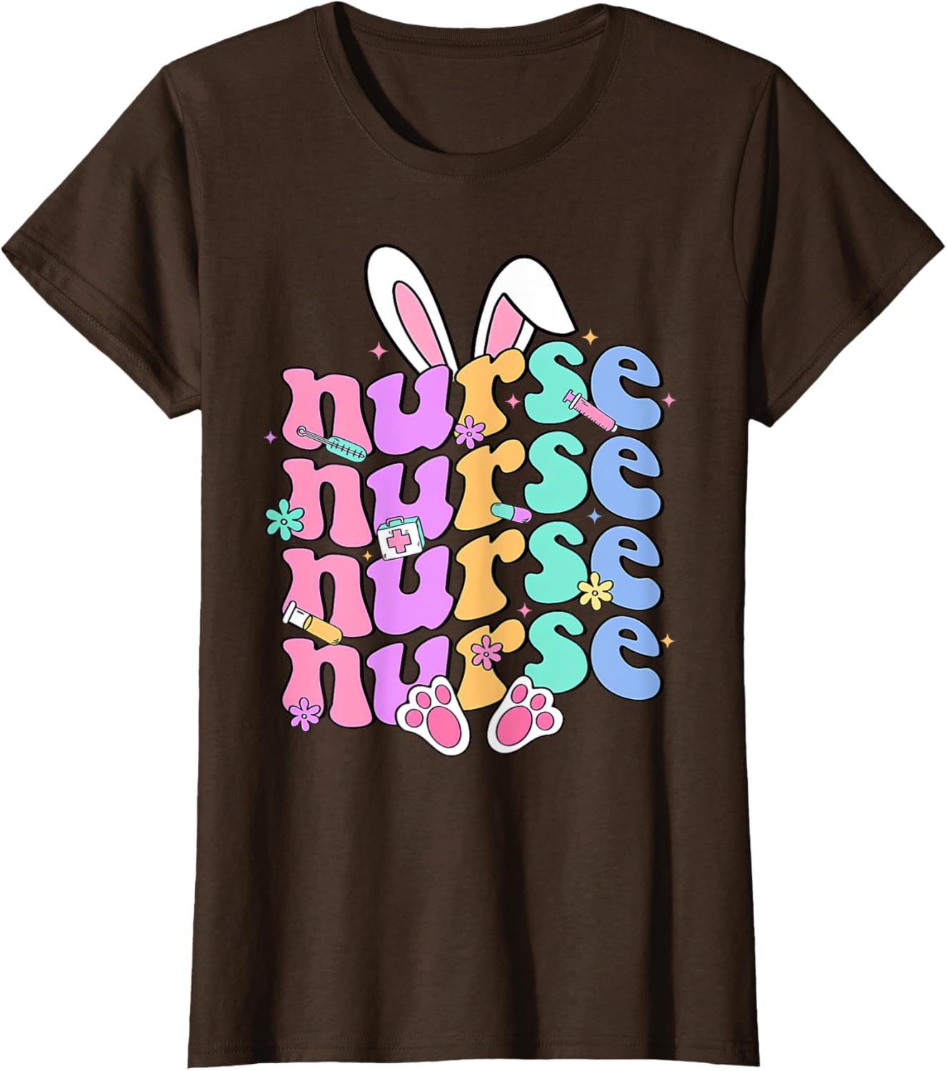 Happy Easter Bunny Ears Nurse Nursing Easter Day Girl Women T-Shirt