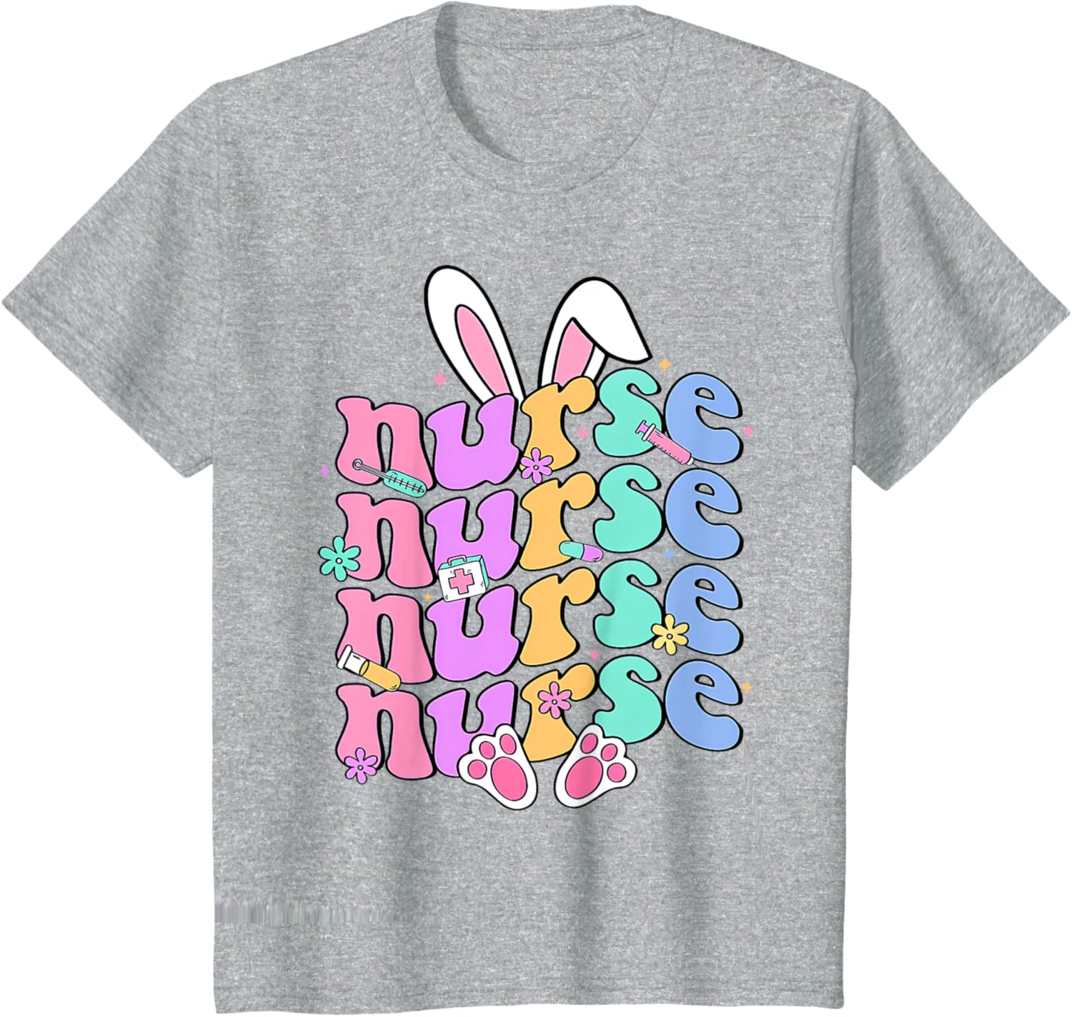 Happy Easter Bunny Ears Nurse Nursing Easter Day Girl Women T-Shirt