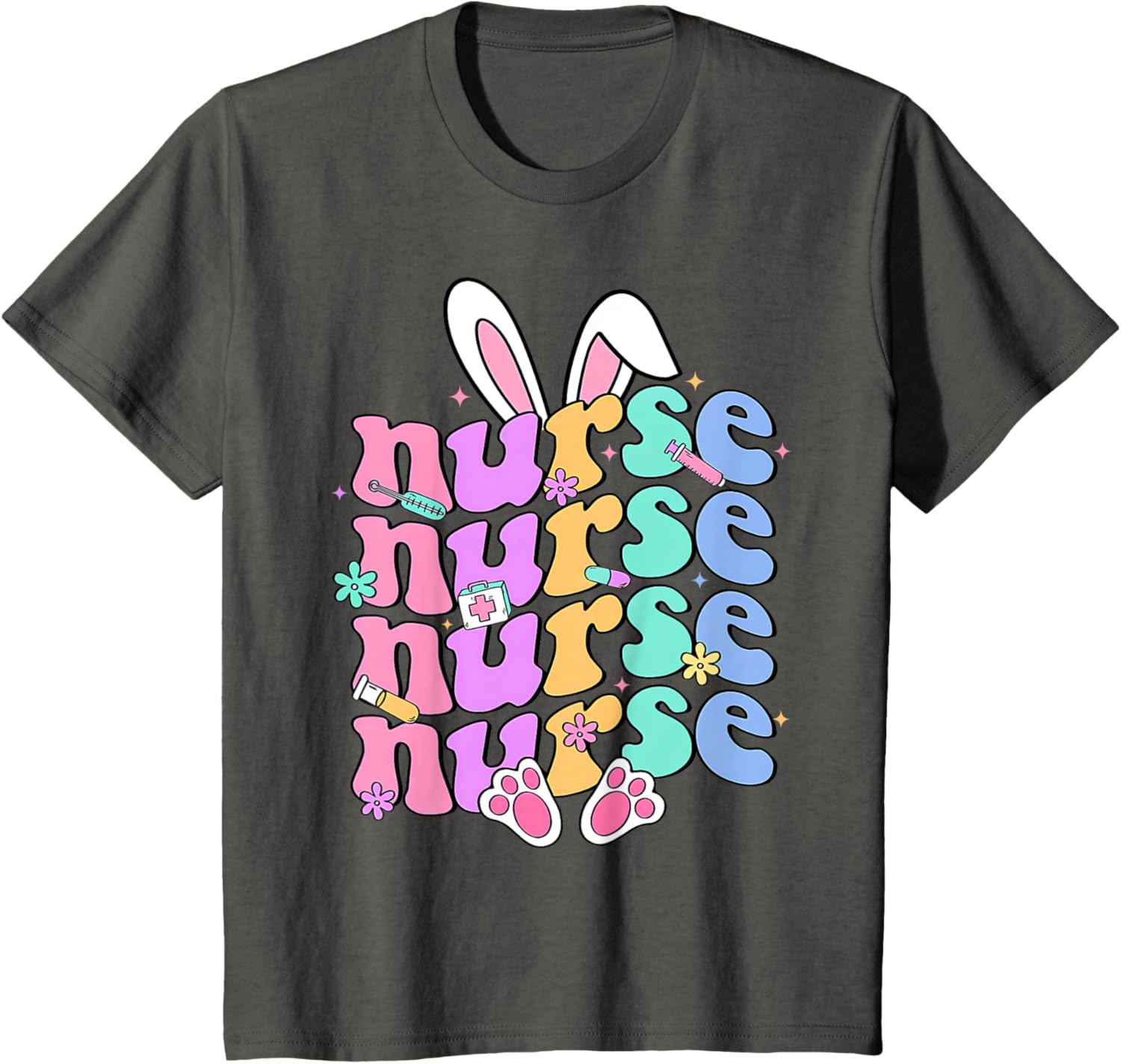 Happy Easter Bunny Ears Nurse Nursing Easter Day Girl Women T-Shirt