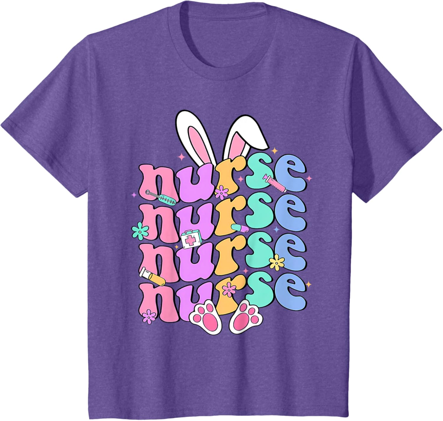 Happy Easter Bunny Ears Nurse Nursing Easter Day Girl Women T-Shirt