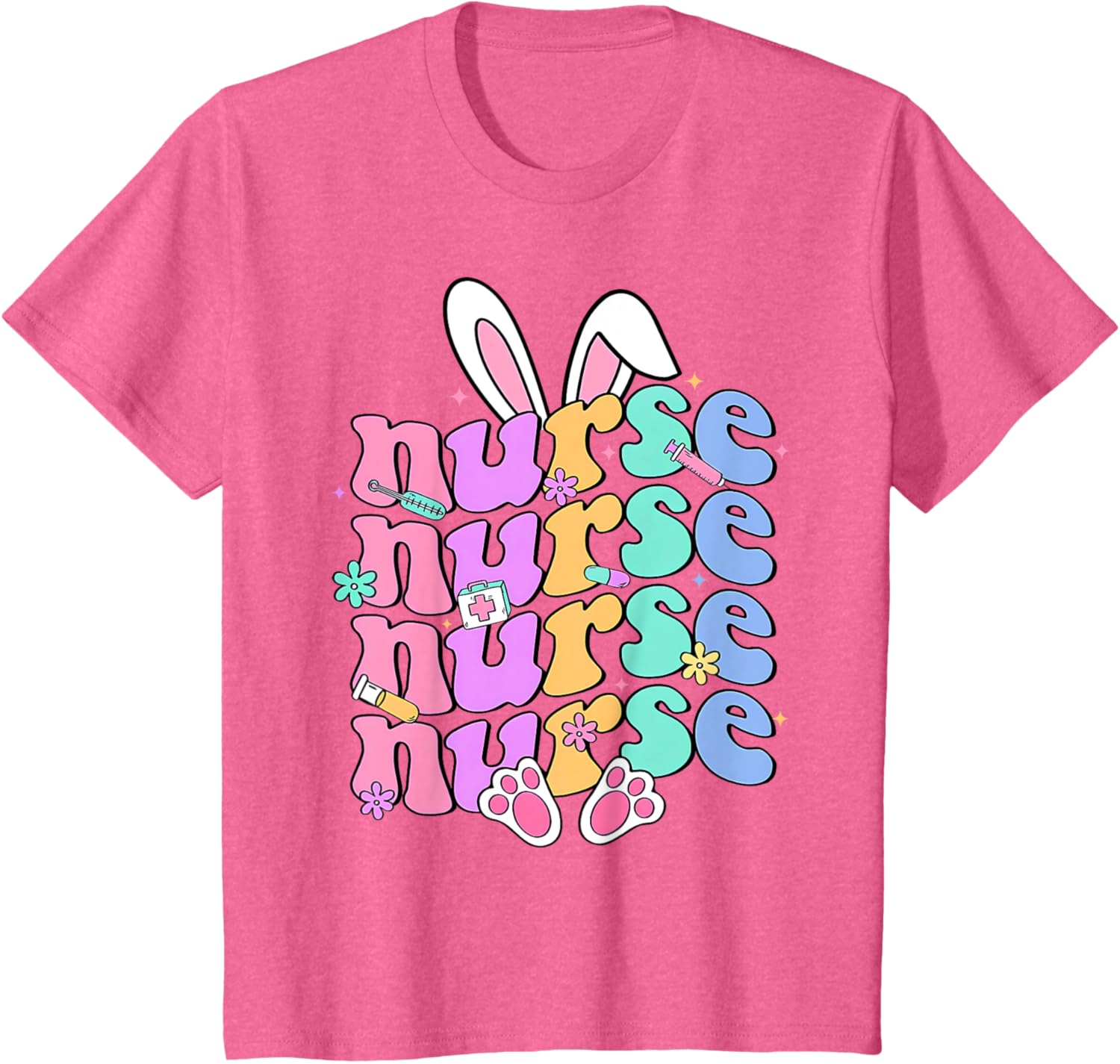 Happy Easter Bunny Ears Nurse Nursing Easter Day Girl Women T-Shirt