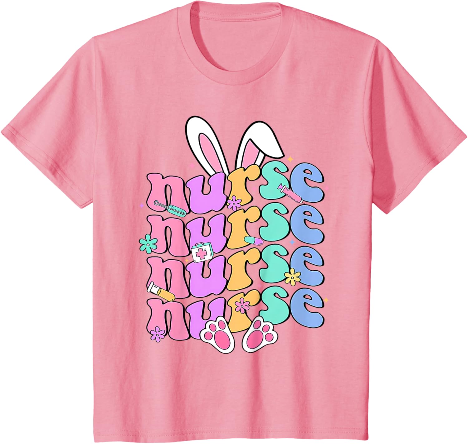 Happy Easter Bunny Ears Nurse Nursing Easter Day Girl Women T-Shirt