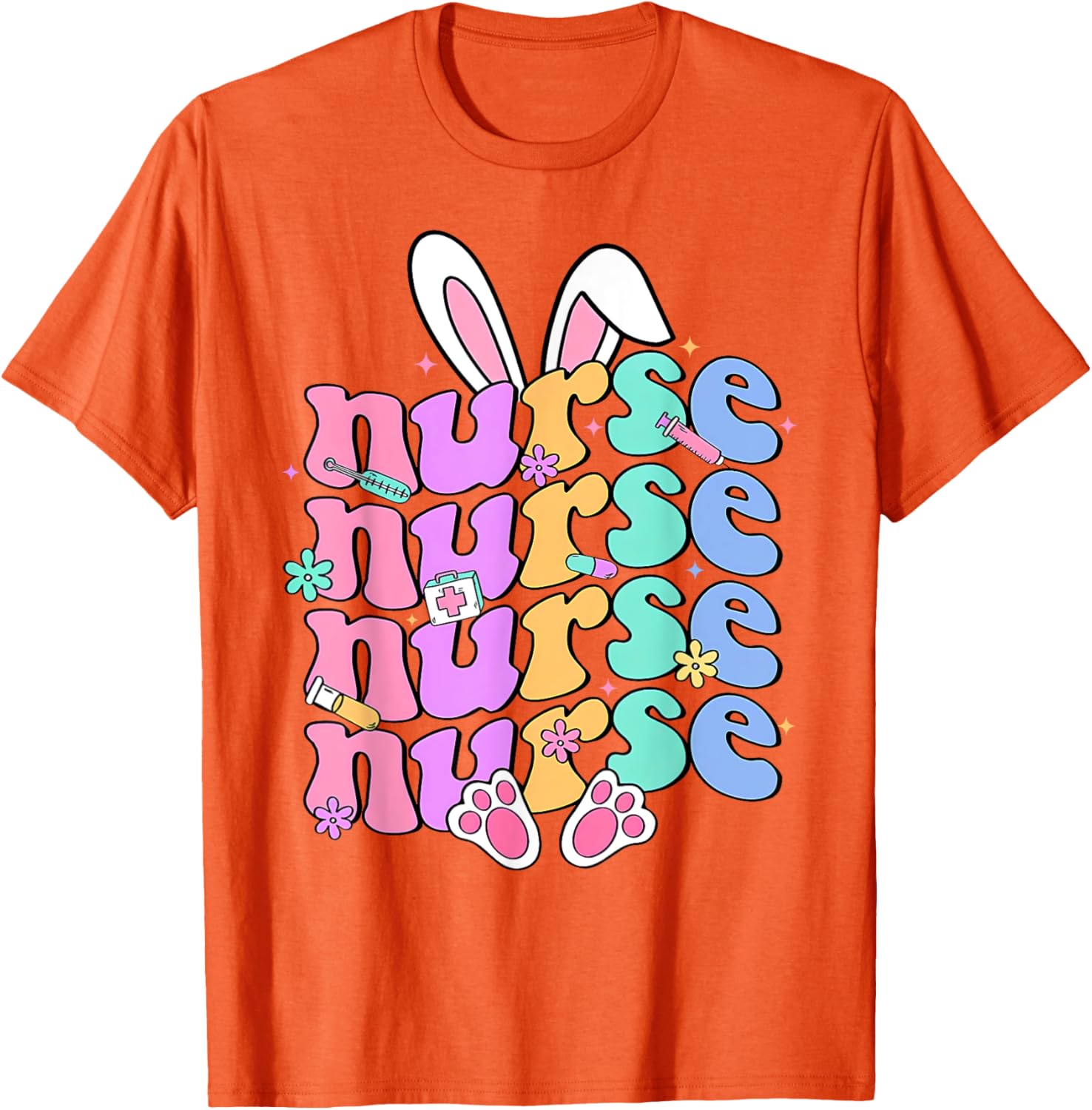 Happy Easter Bunny Ears Nurse Nursing Easter Day Girl Women T-Shirt