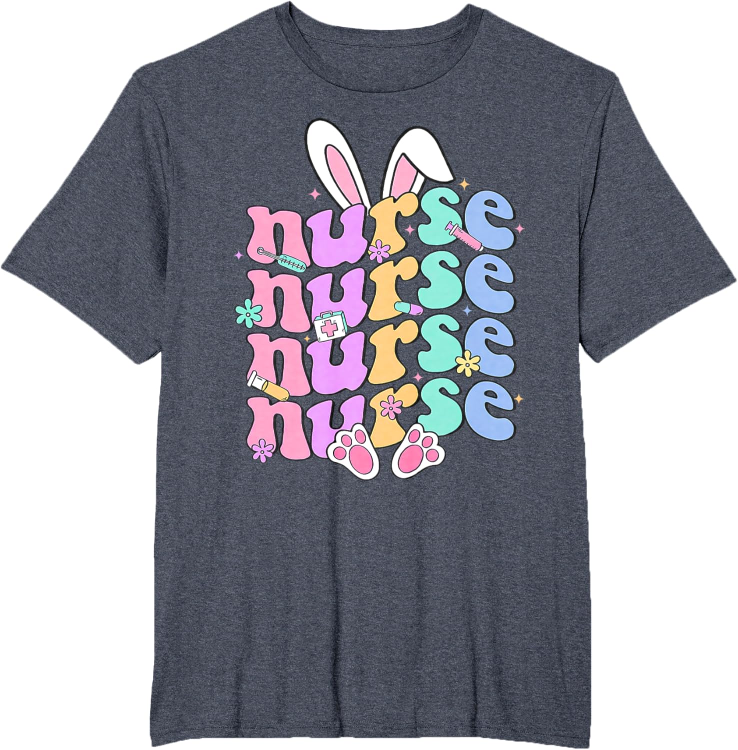 Happy Easter Bunny Ears Nurse Nursing Easter Day Girl Women T-Shirt