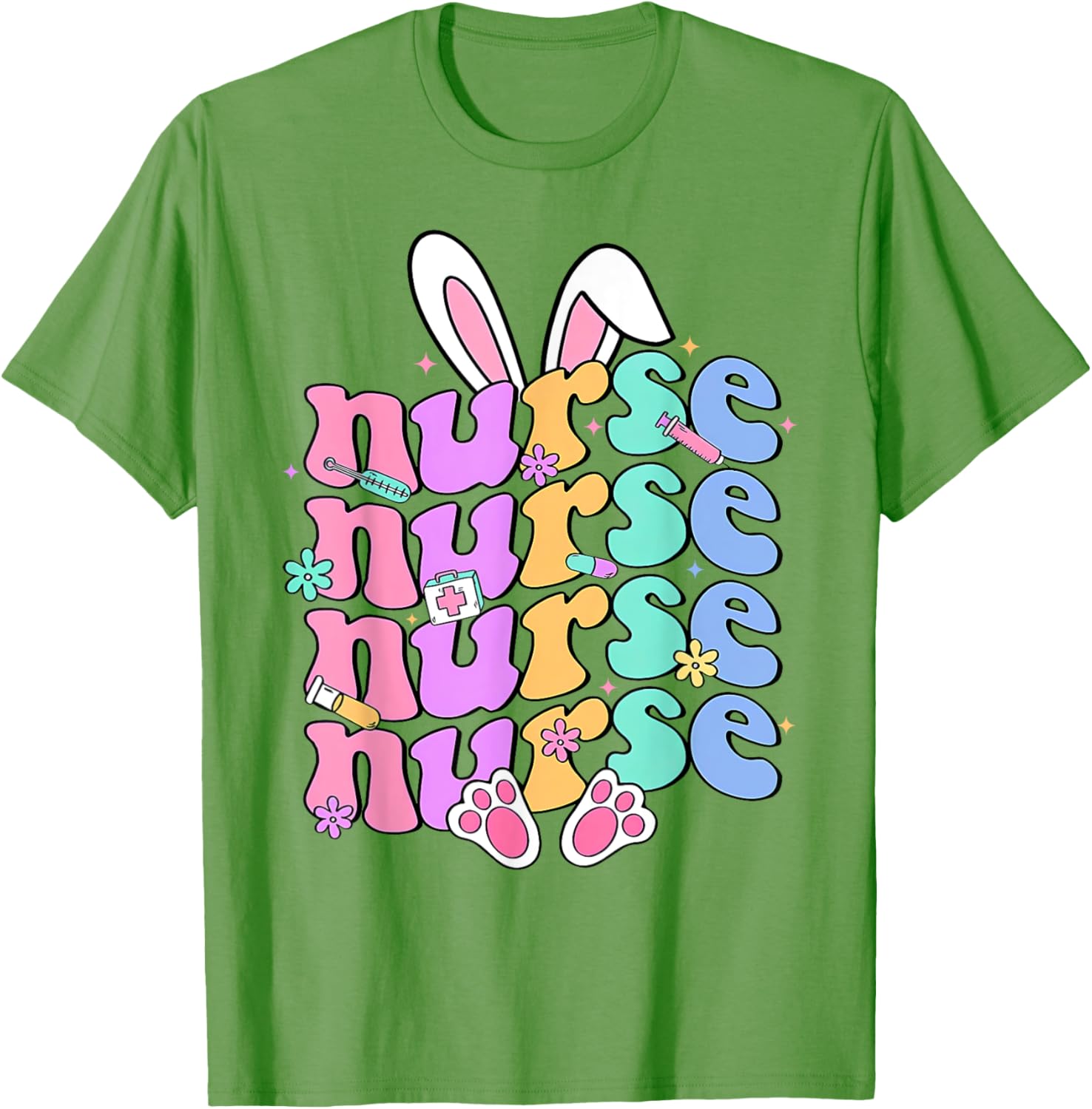 Happy Easter Bunny Ears Nurse Nursing Easter Day Girl Women T-Shirt