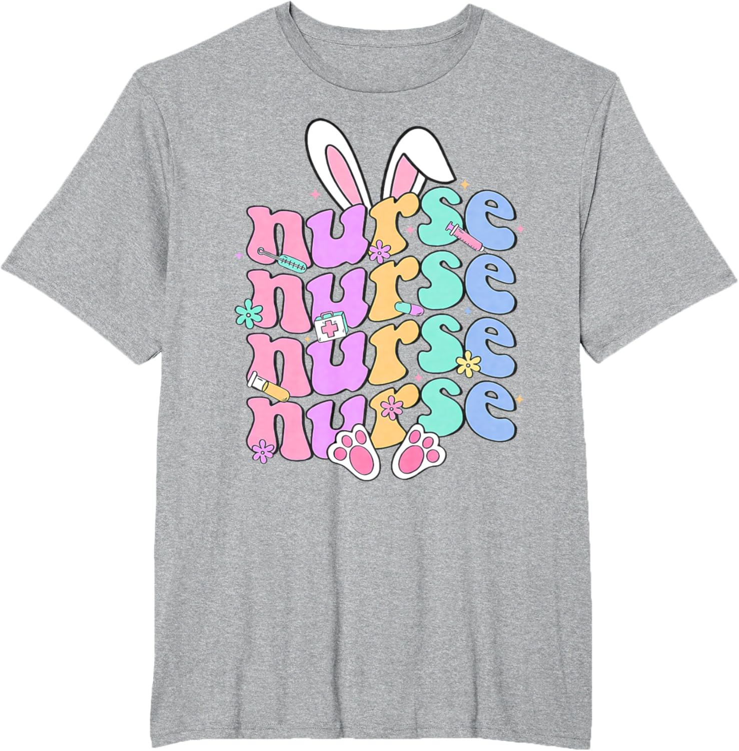 Happy Easter Bunny Ears Nurse Nursing Easter Day Girl Women T-Shirt