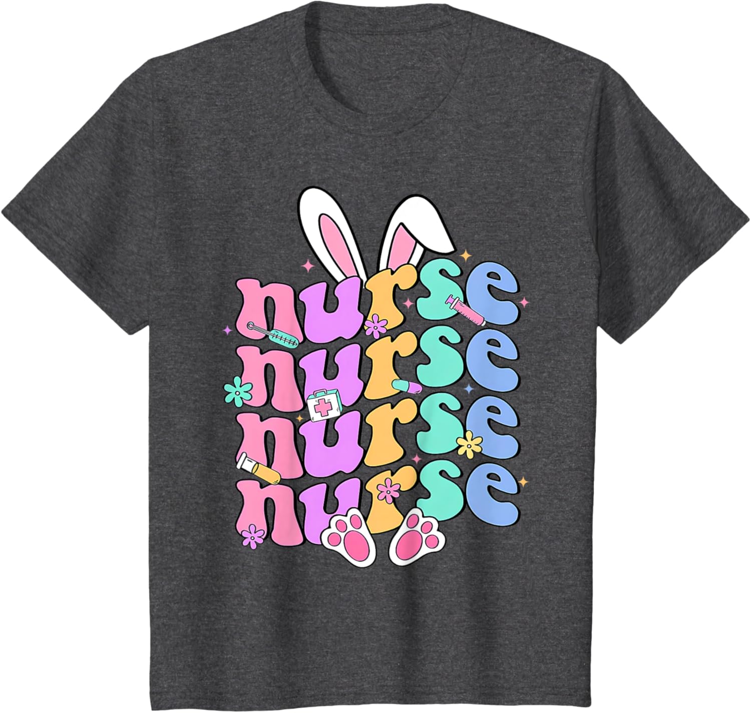 Happy Easter Bunny Ears Nurse Nursing Easter Day Girl Women T-Shirt