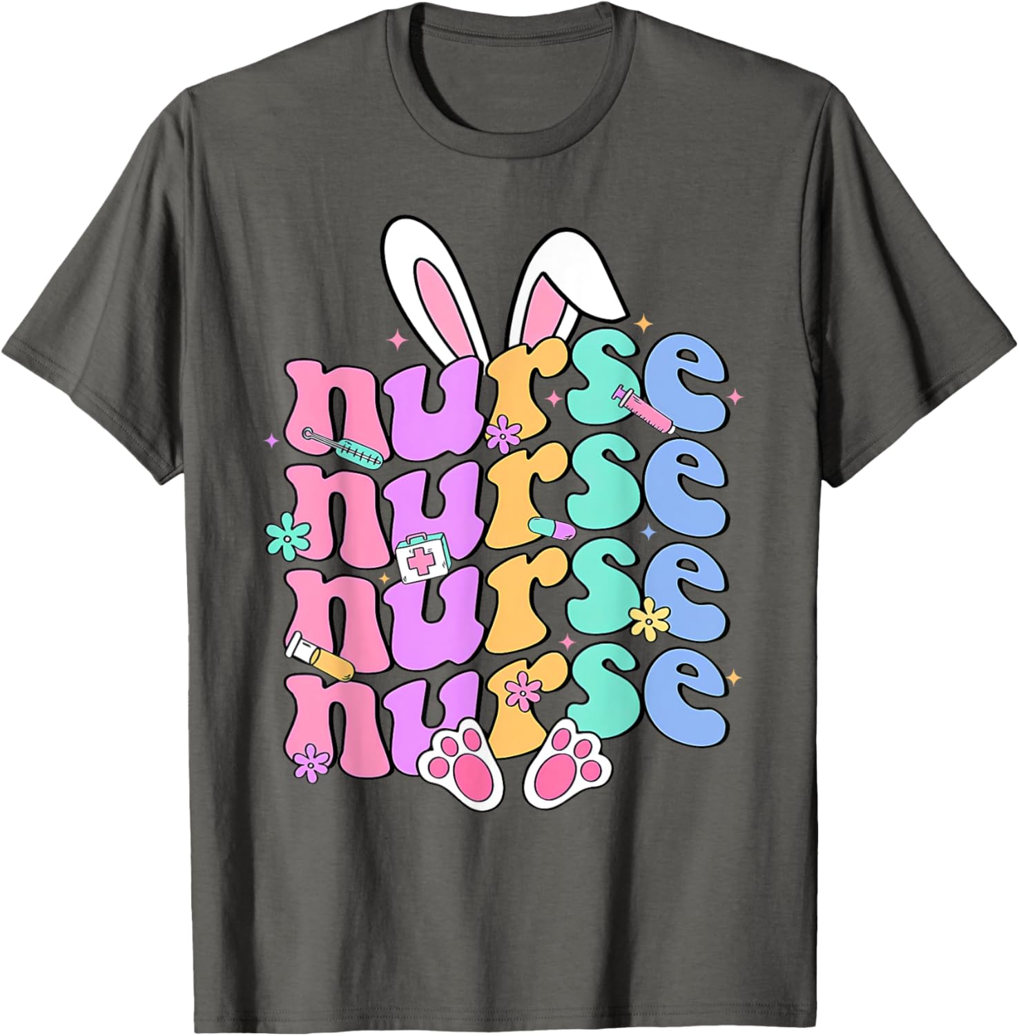 Happy Easter Bunny Ears Nurse Nursing Easter Day Girl Women T-Shirt