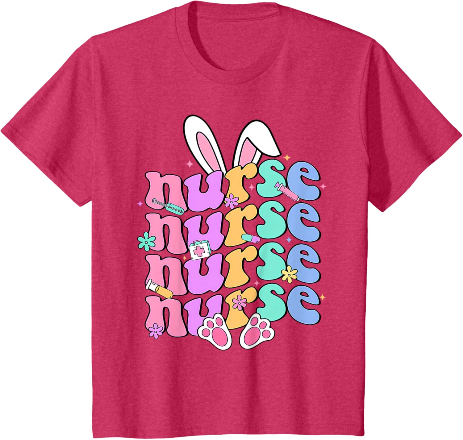 Happy Easter Bunny Ears Nurse Nursing Easter Day Girl Women T-Shirt