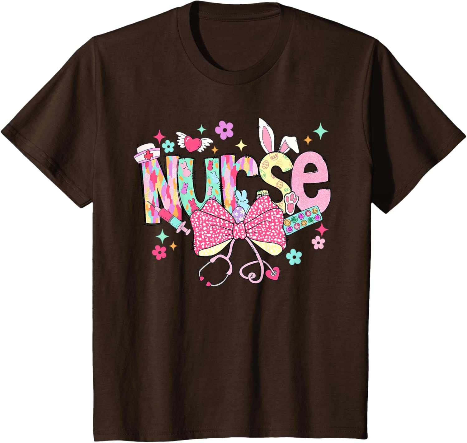 Happy Easter Bunny Nurse Coquette Bow Stethoscope Nurse Day T-Shirt