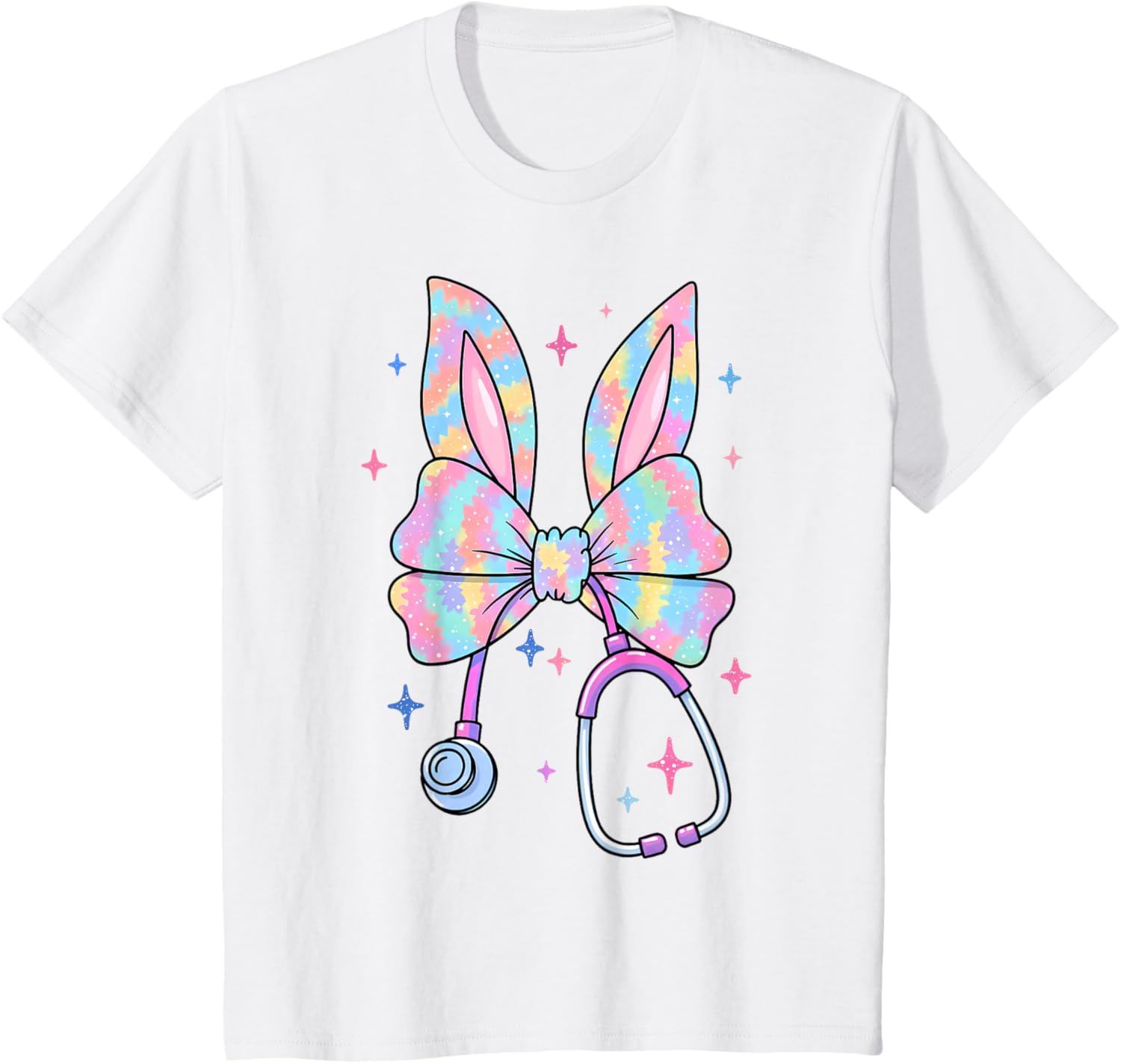 Happy Easter Bunny Nurse Doctor Stethoscope Coquette Bow T-Shirt