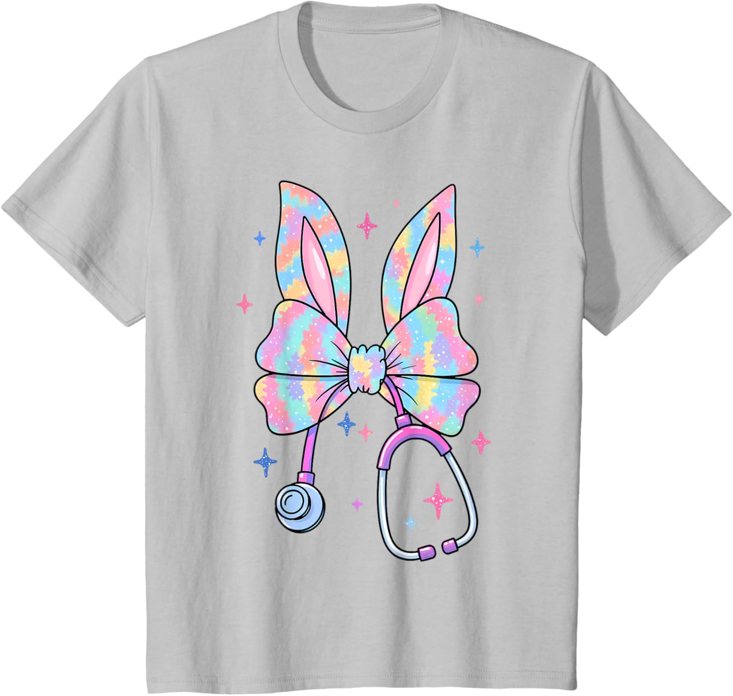 Happy Easter Bunny Nurse Doctor Stethoscope Coquette Bow T-Shirt