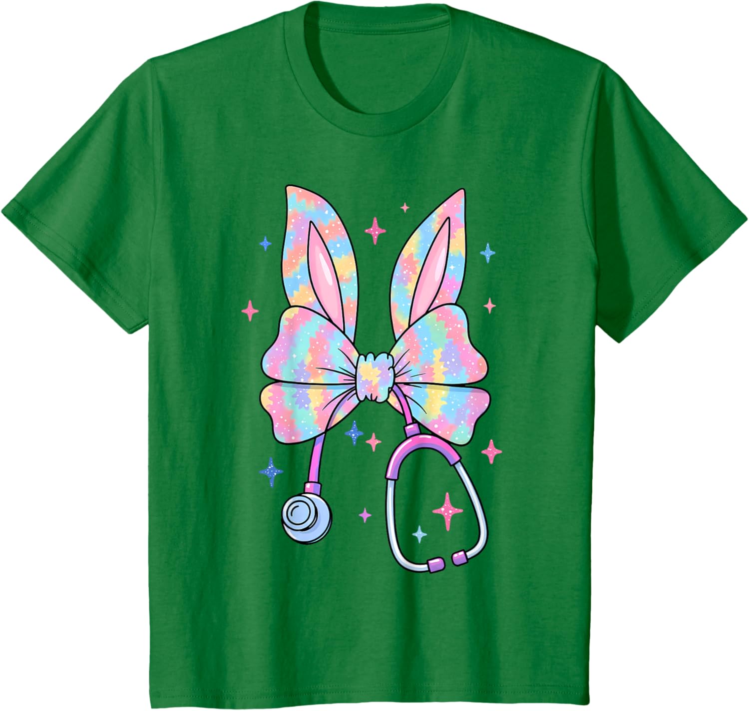 Happy Easter Bunny Nurse Doctor Stethoscope Coquette Bow T-Shirt