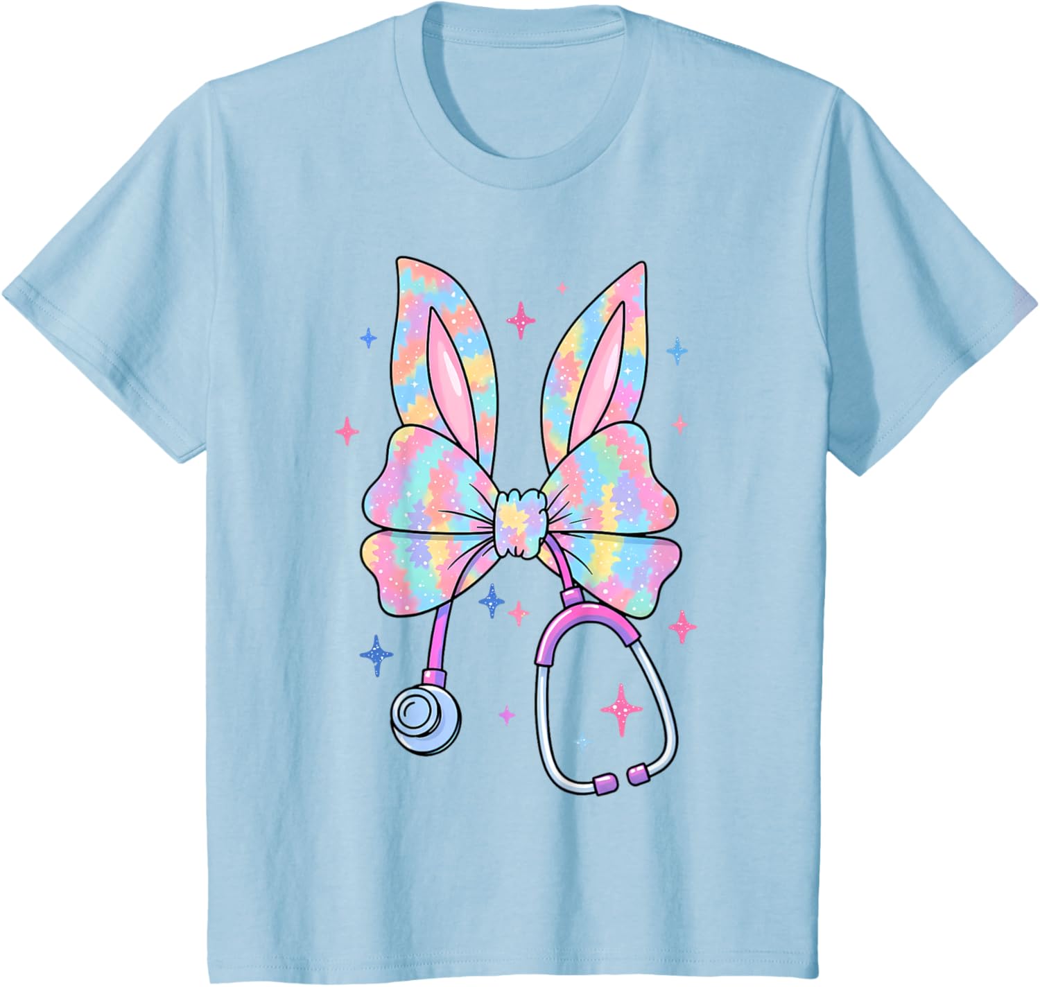 Happy Easter Bunny Nurse Doctor Stethoscope Coquette Bow T-Shirt