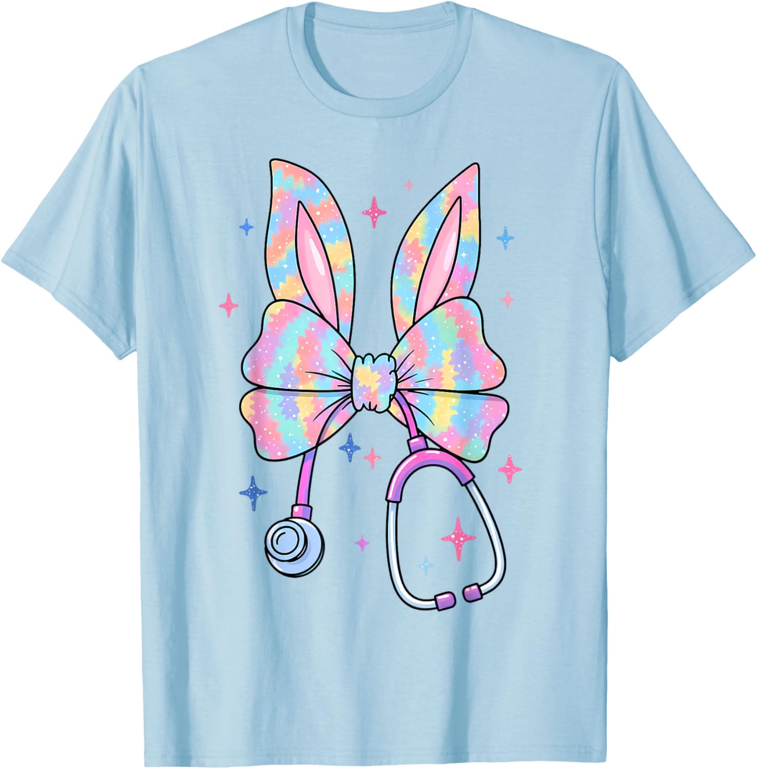 Happy Easter Bunny Nurse Doctor Stethoscope Coquette Bow T-Shirt