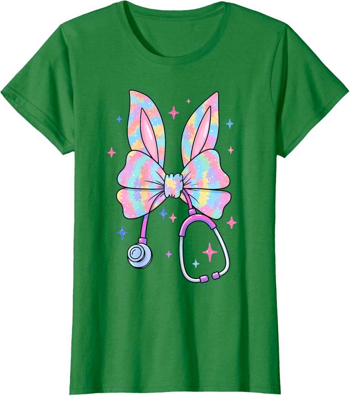 Happy Easter Bunny Nurse Doctor Stethoscope Coquette Bow T-Shirt