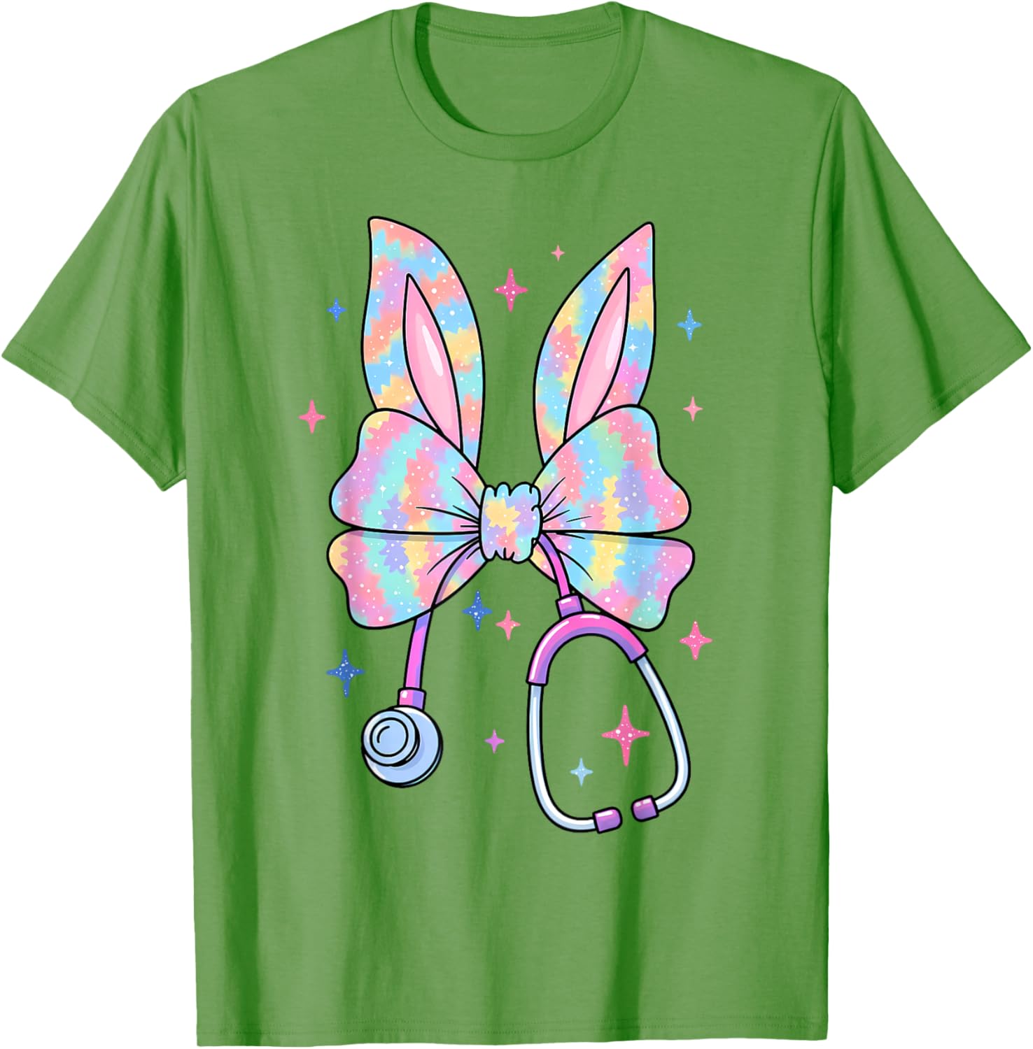 Happy Easter Bunny Nurse Doctor Stethoscope Coquette Bow T-Shirt