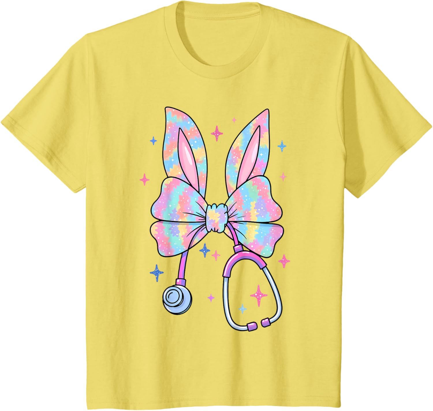 Happy Easter Bunny Nurse Doctor Stethoscope Coquette Bow T-Shirt