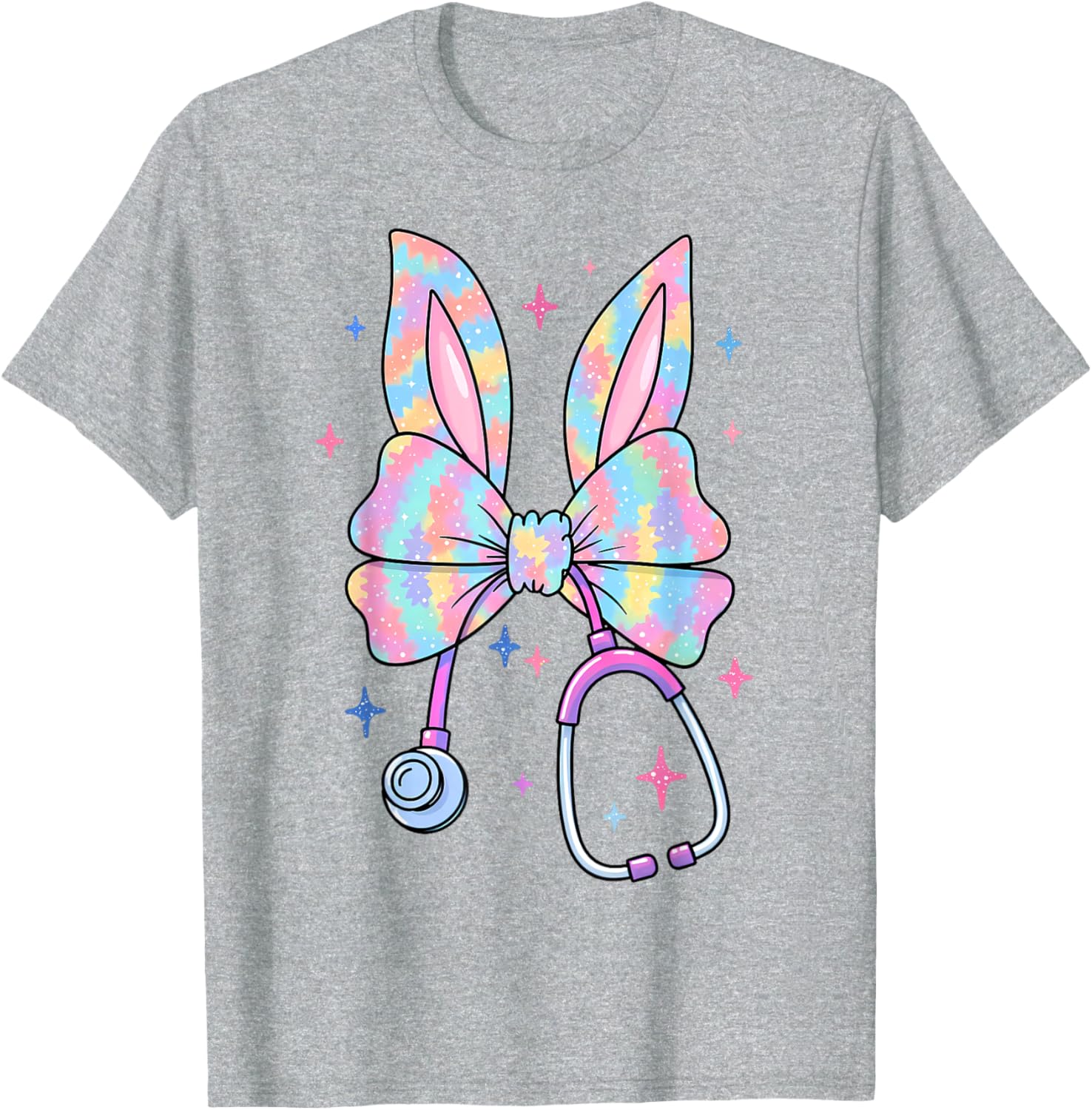 Happy Easter Bunny Nurse Doctor Stethoscope Coquette Bow T-Shirt