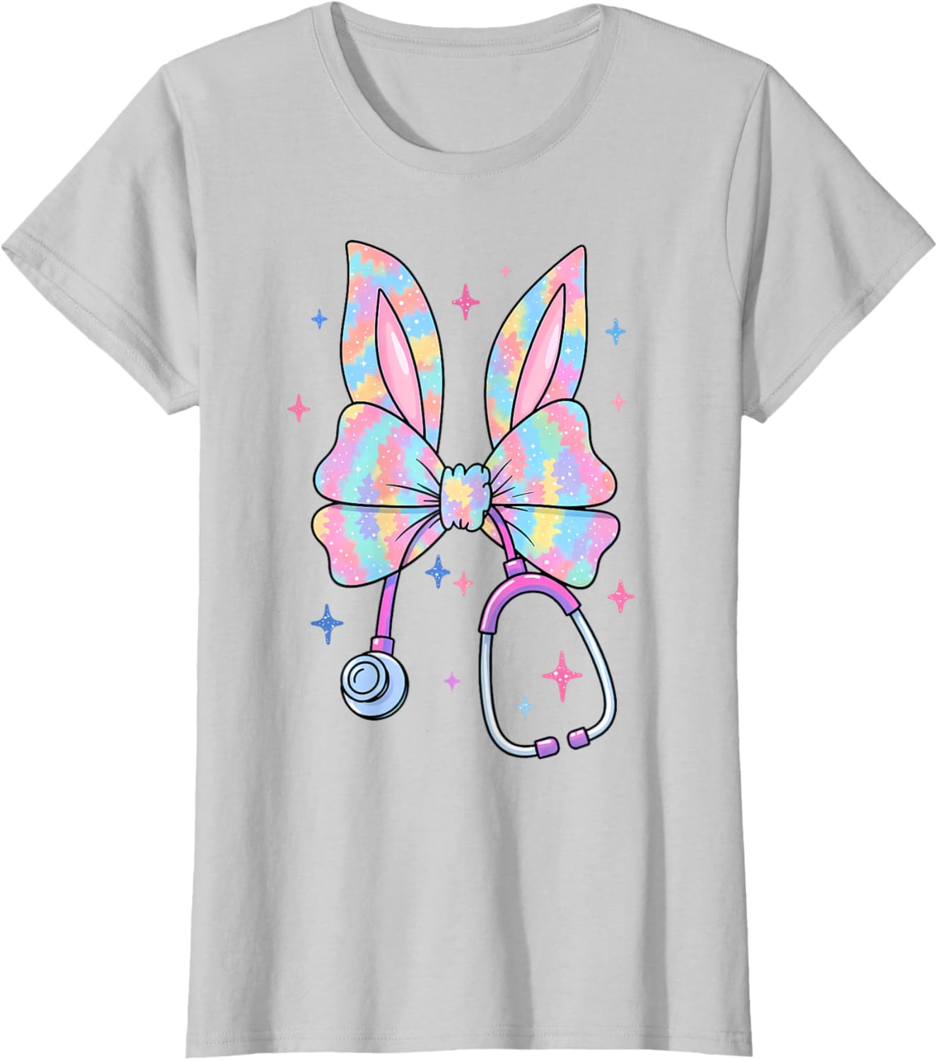 Happy Easter Bunny Nurse Doctor Stethoscope Coquette Bow T-Shirt